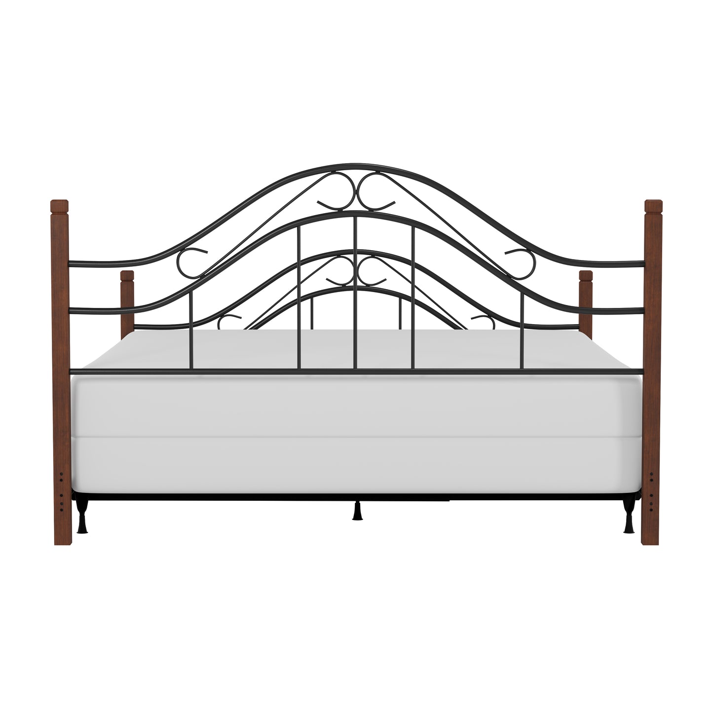 Hillsdale Furniture Matson King Metal Bed with Cherry Wood Posts, Black