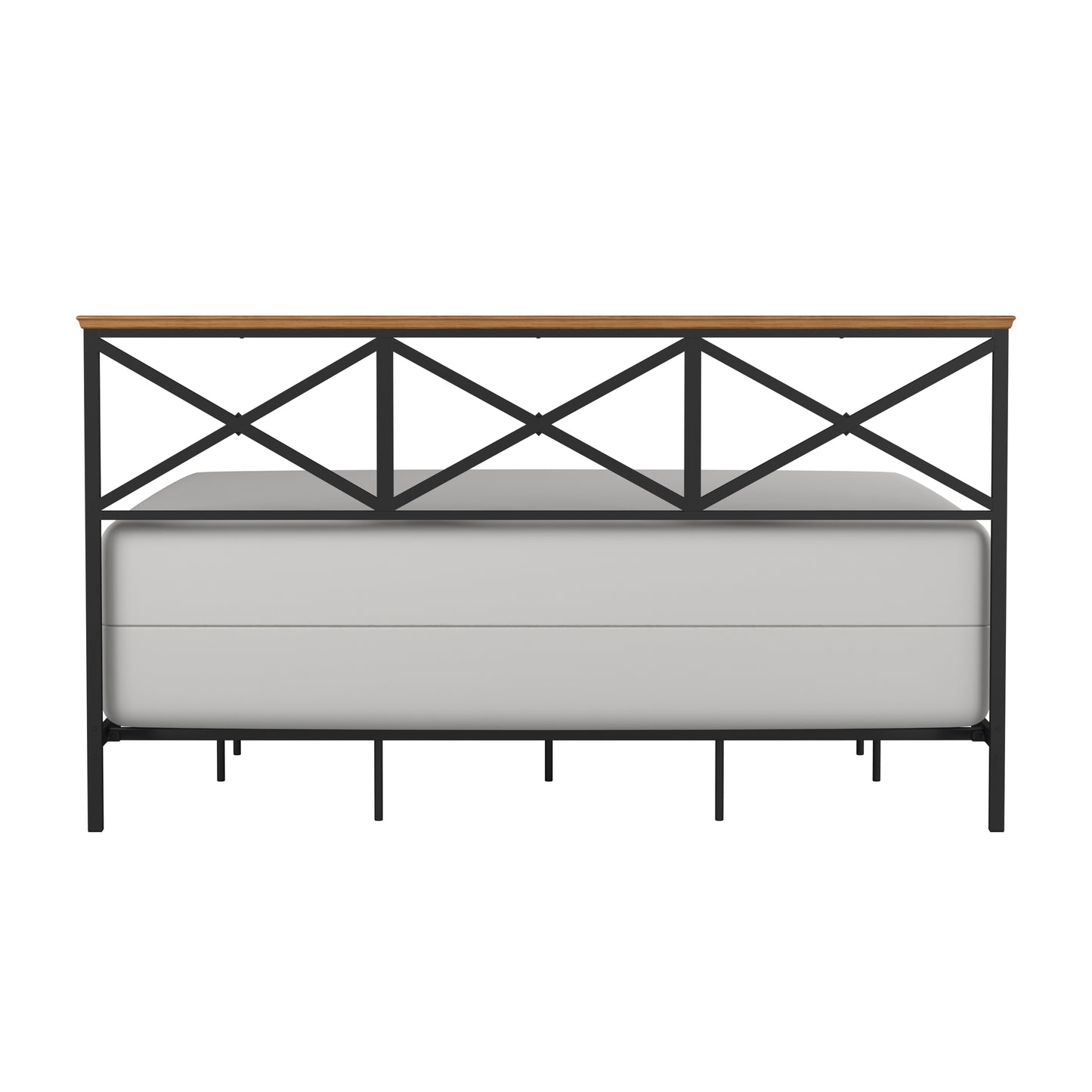 Hillsdale Furniture Ashford Metal King Bed with Wood Accent, Textured Black with Oak Finished Wood