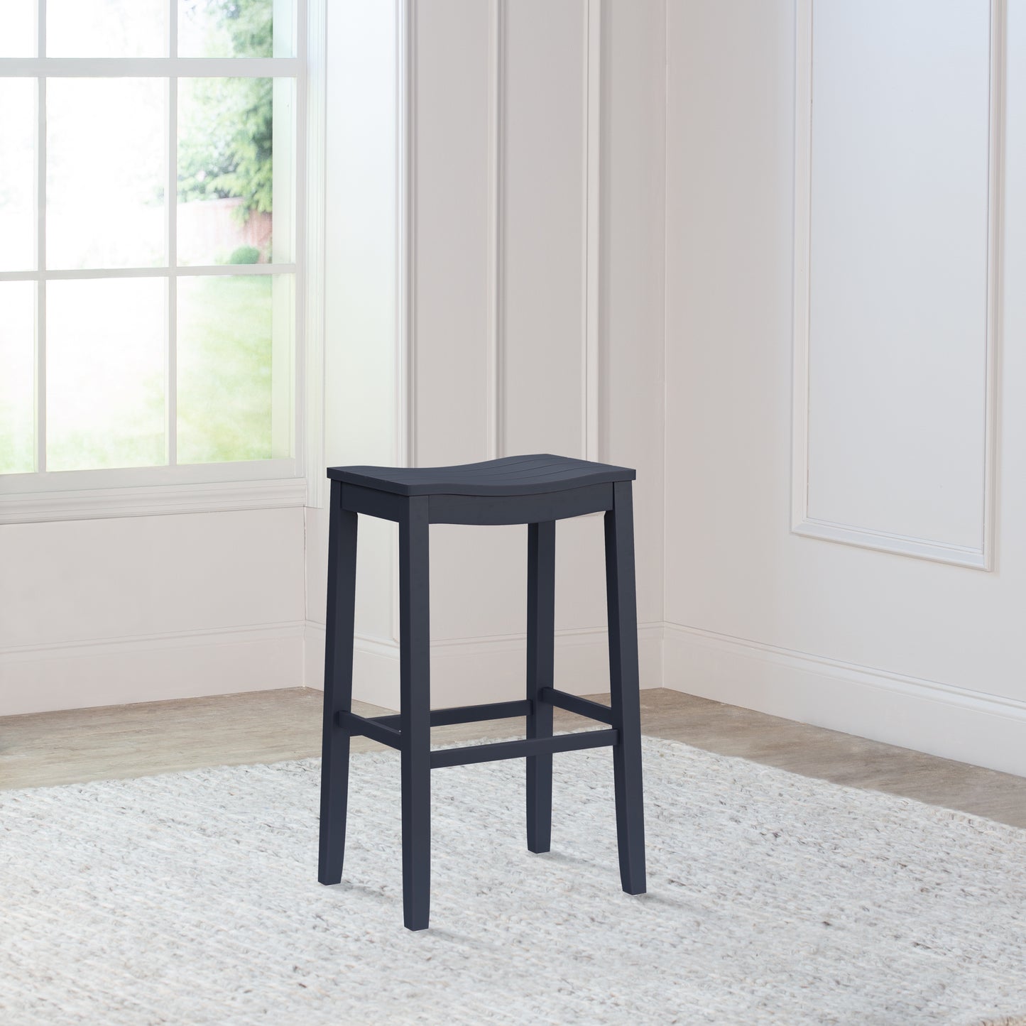 Hillsdale Furniture Fiddler Wood Backless Bar Height Stool, Navy