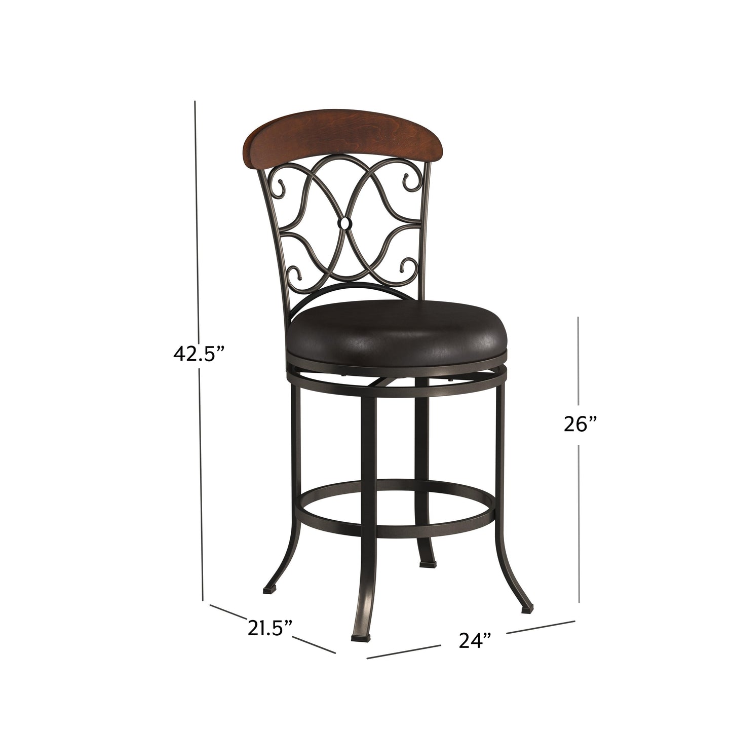 Hillsdale Furniture Dundee Commercial Grade Metal Counter Height Swivel Stool, Dark Coffee