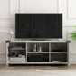 Living Essentials by Hillsdale Latvia Gaming Ready Wood 60 inch TV Stand with "X" Back Doors and Shelves, Rustic Gray