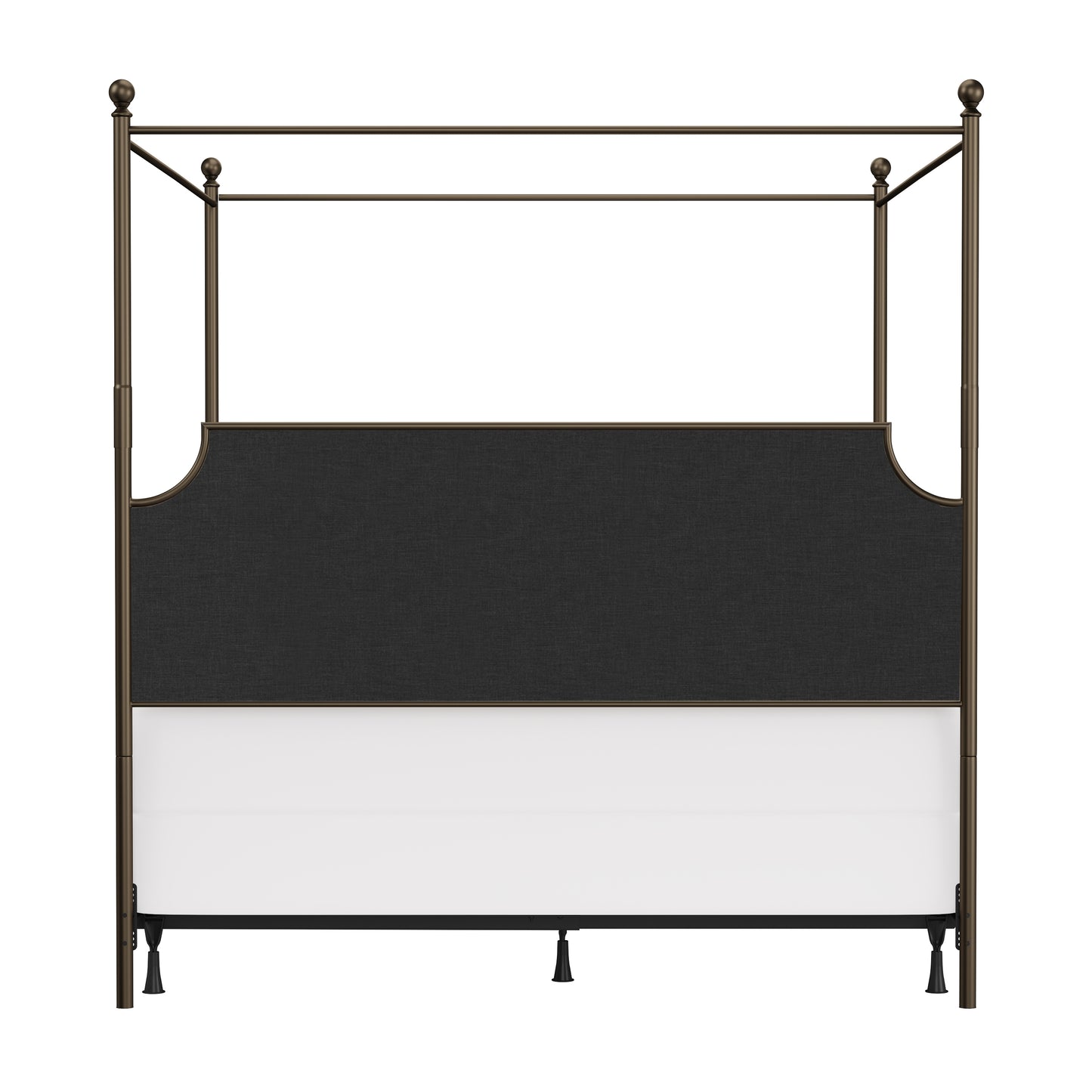 Hillsdale Furniture McArthur King Metal and Upholstered Canopy Bed, Bronze with Linen Stone Fabric