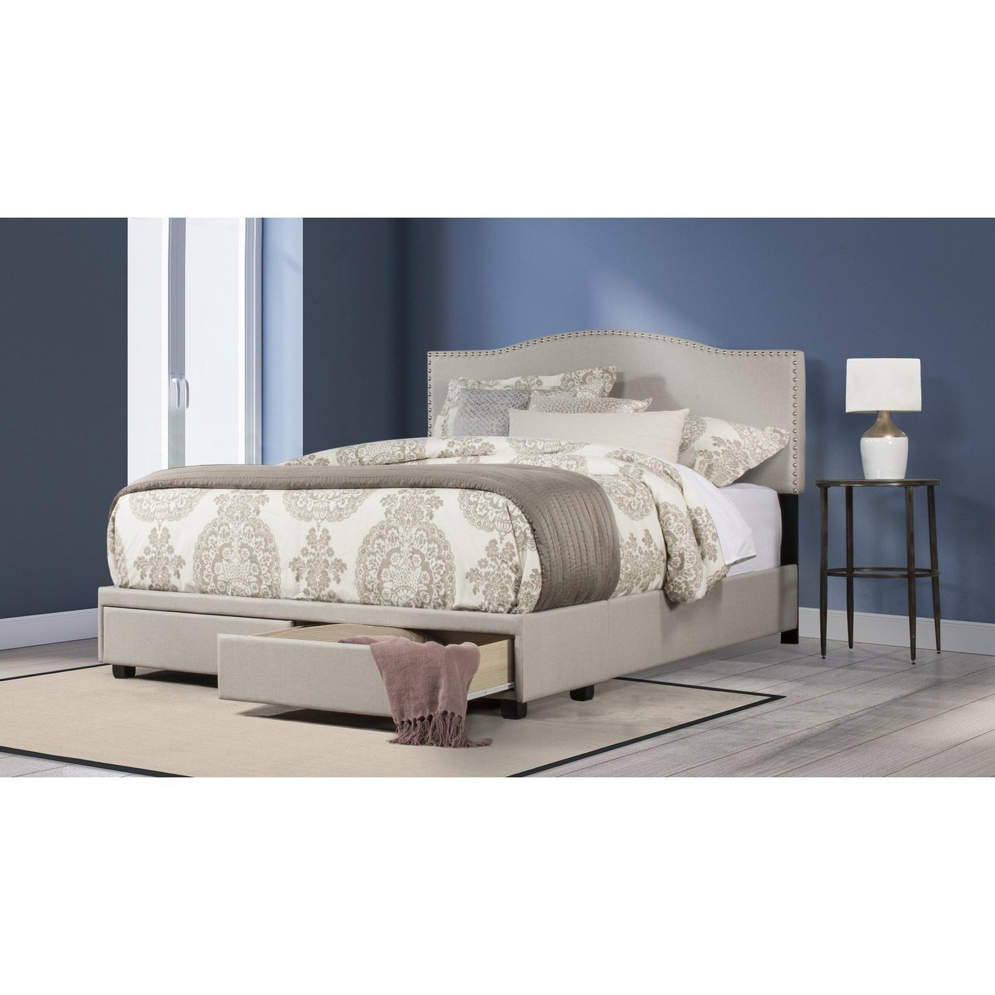 Hillsdale Furniture Kiley King Upholstered Adjustable Storage Bed, Fog