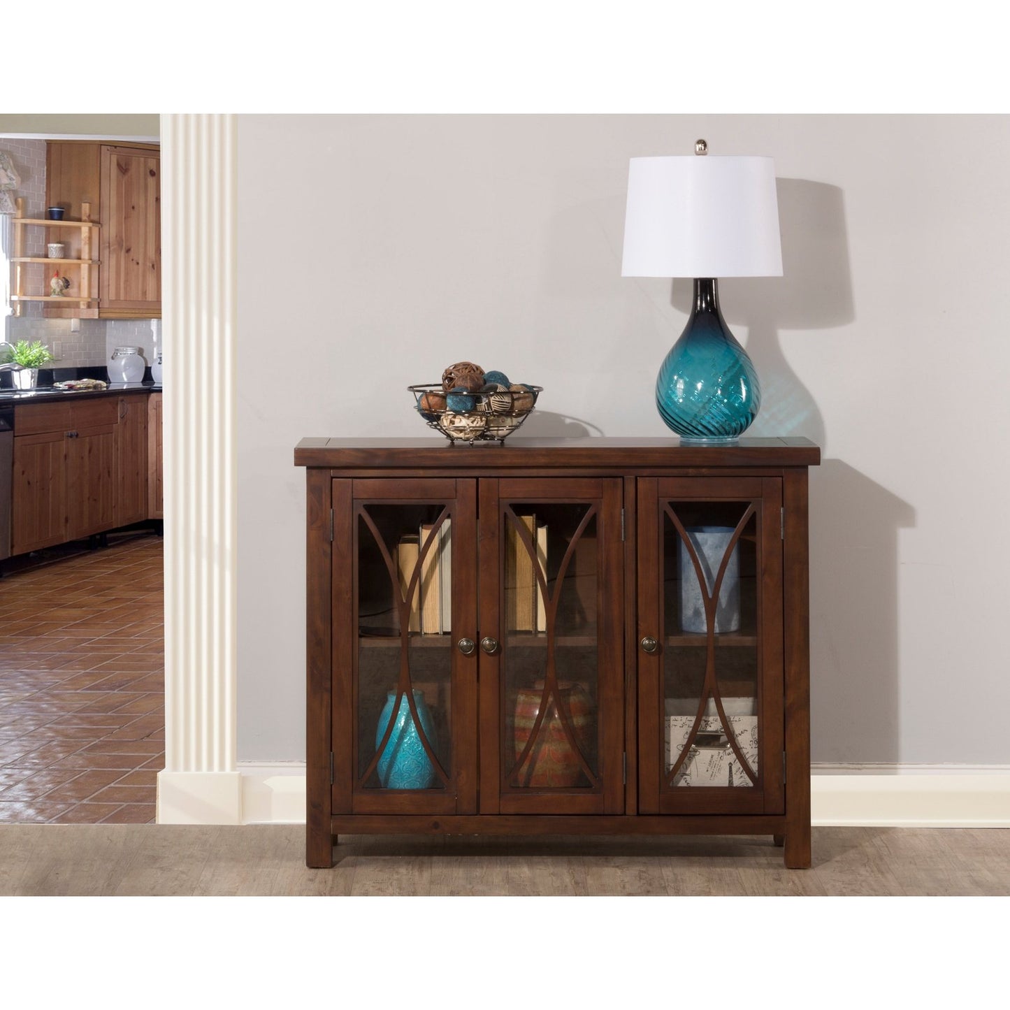 Hillsdale Furniture Bayside Wood 3 Door Console Cabinet, Rustic Mahogany