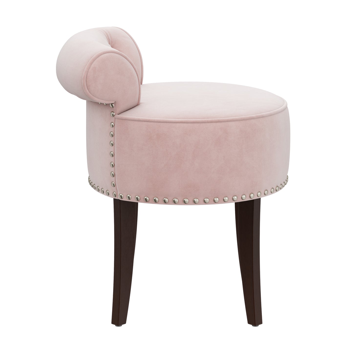 Hillsdale Furniture Lena Wood and Upholstered Vanity Stool, Espresso with Pink Fabric