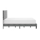 Hillsdale Furniture Crestwood Upholstered Chevron Pleated Platform King Bed with 2 Dual USB Ports, Platinum