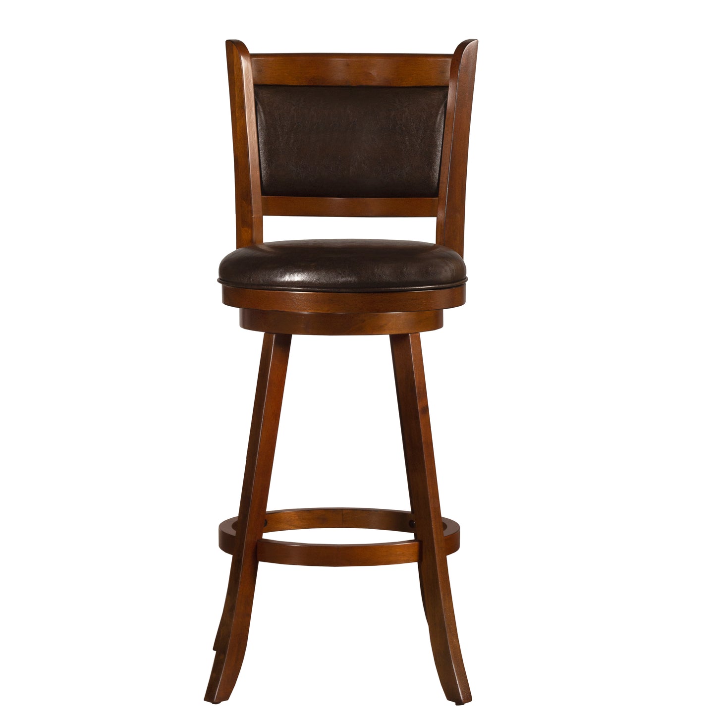 Hillsdale Furniture Dennery Wood Bar Height Swivel Stool, Cherry with Brown Vinyl