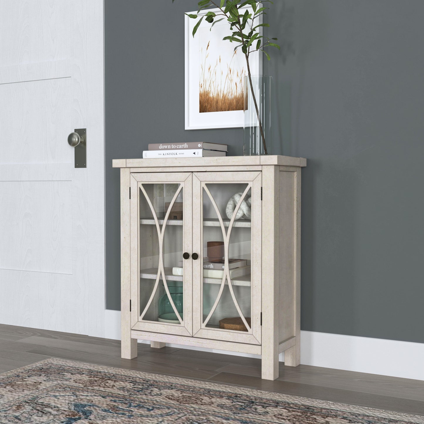 Hillsdale Furniture Bayside Wood 2 Door Console Cabinet, Antique White