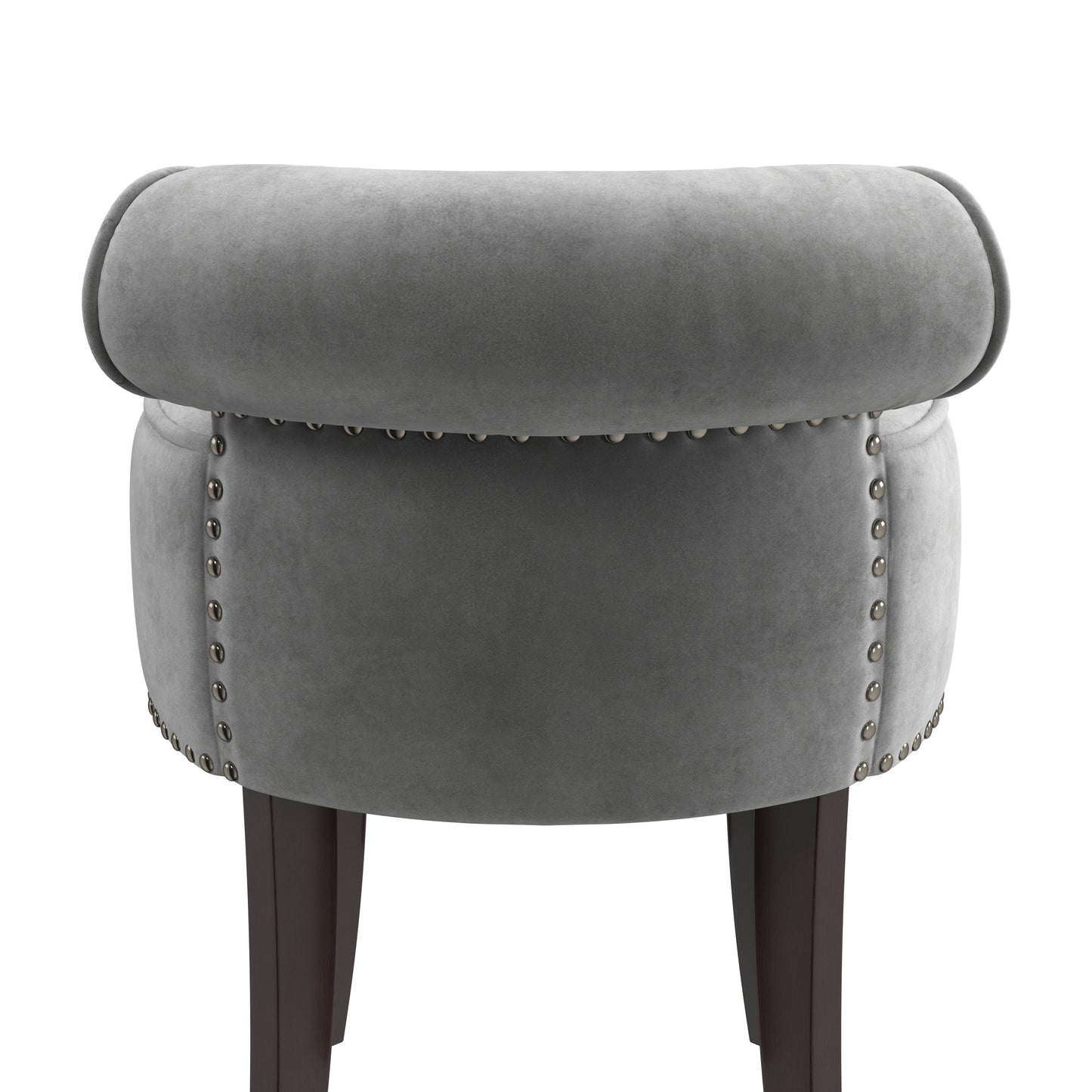 Hillsdale Furniture Lena Wood and Upholstered Vanity Stool, Espresso with Steel Gray Velvet