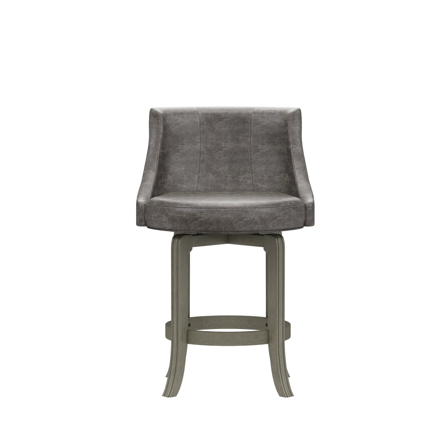 Hillsdale Furniture Napa Valley Wood Counter Height Swivel Stool, Aged Gray with Charcoal Faux Leather