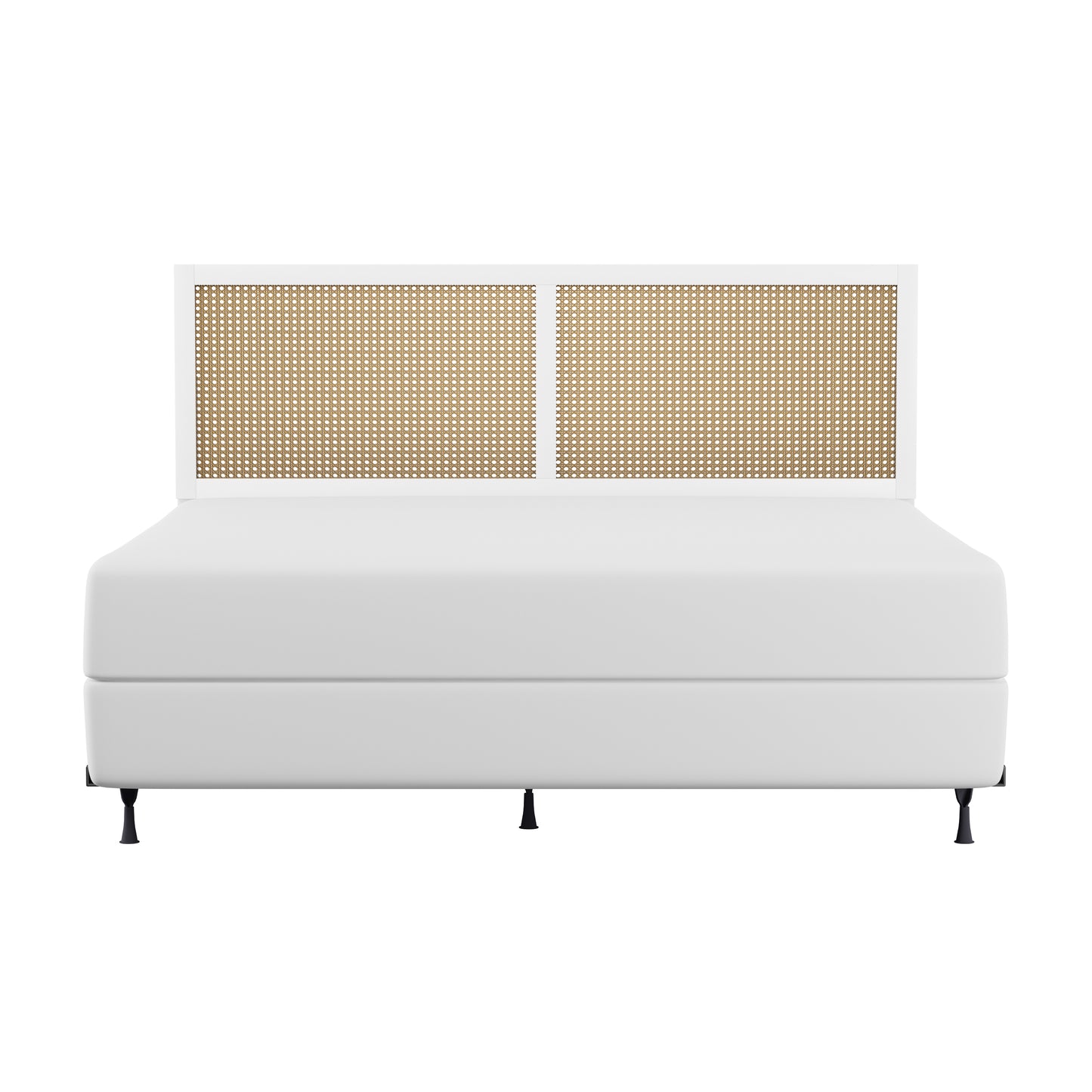 Hillsdale Furniture Serena Wood and Cane Panel King Headboard with Frame, White