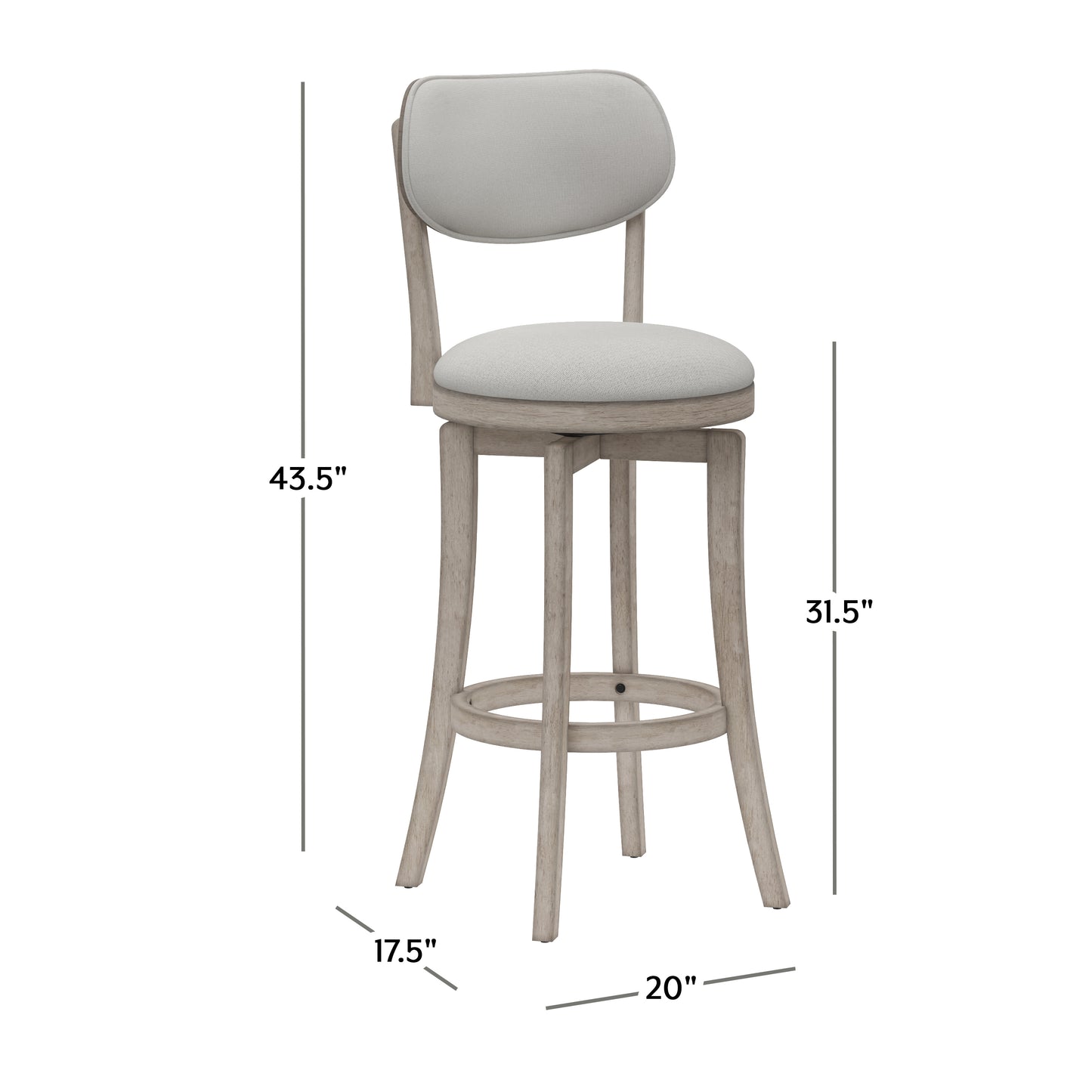 Hillsdale Furniture Sloan Wood Bar Height Swivel Stool, Aged Gray