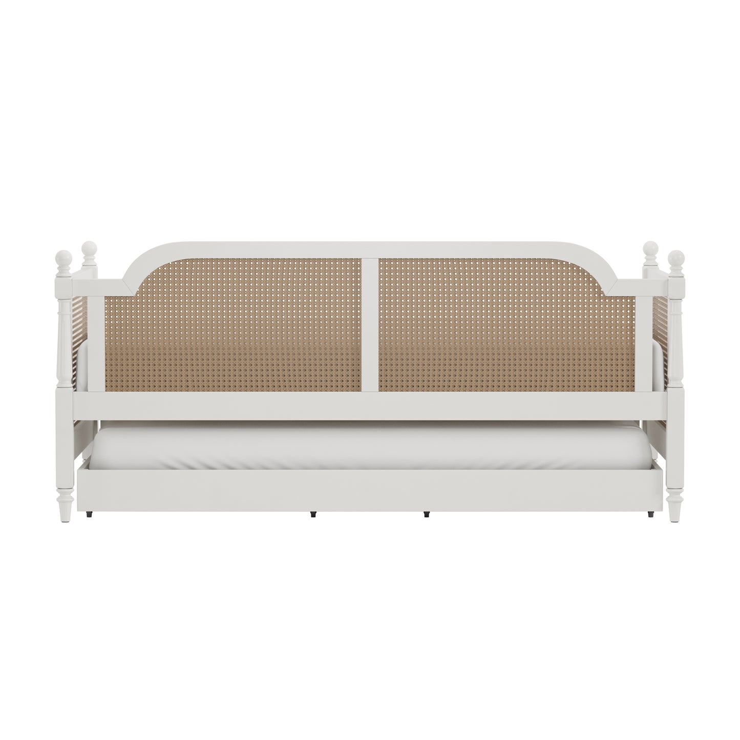 Hillsdale Furniture Melanie Wood and Cane Twin Daybed with Trundle, White