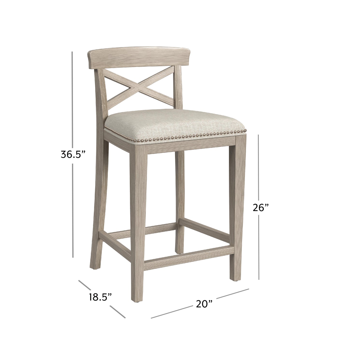 Hillsdale Furniture Bayview Wood Counter Height Stool, Set of 2,  White Wire Brush