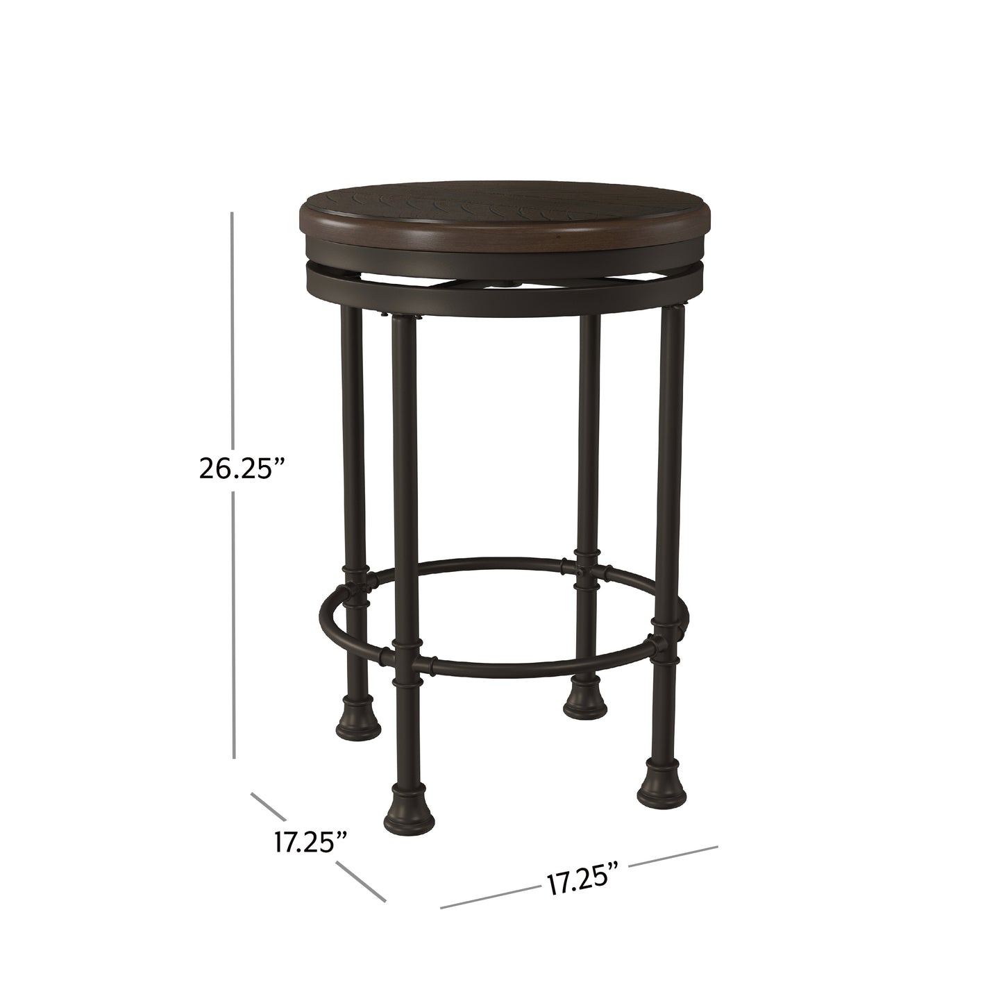 Hillsdale Furniture Casselberry Metal Backless Counter Height Swivel Stool, Brown