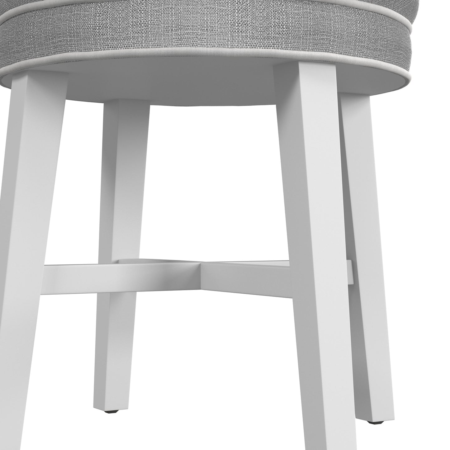 Hillsdale Furniture Sophia Tufted Backless Vanity Stool, White with Gray Fabric