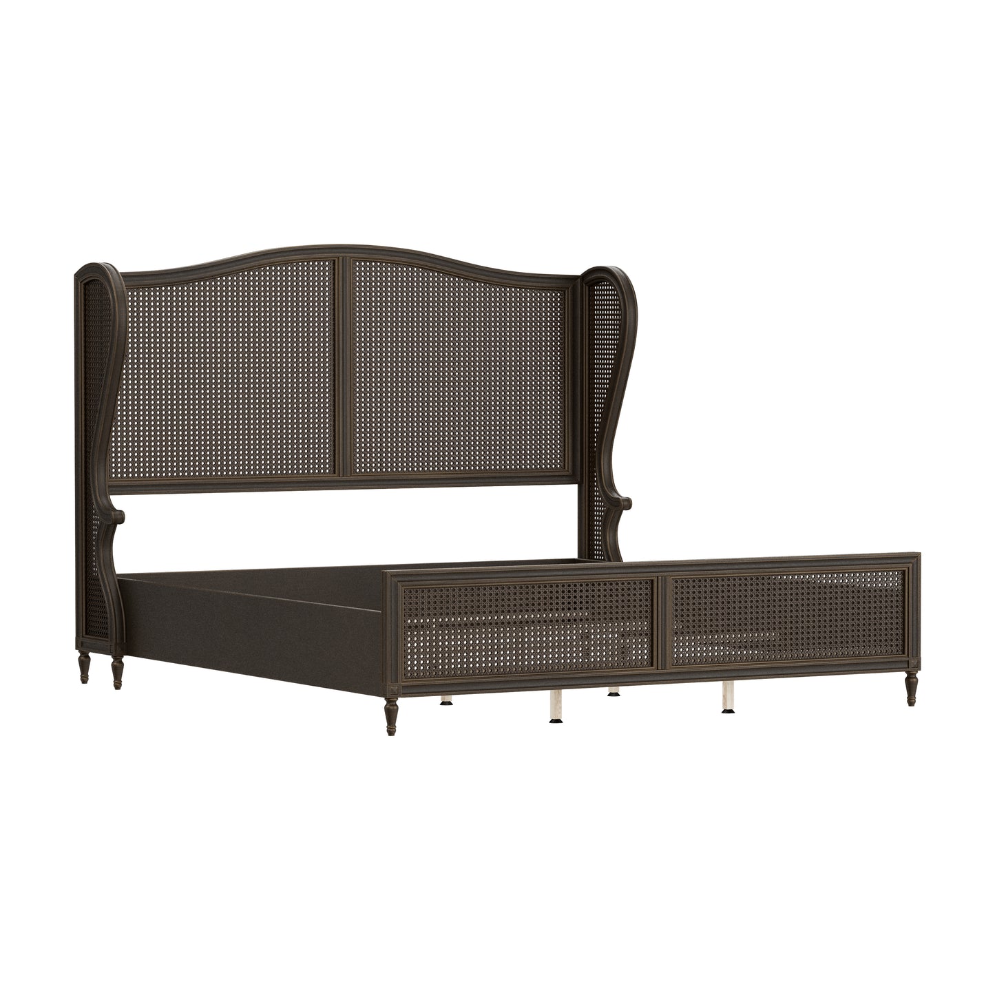 Hillsdale Furniture Sausalito Wood and Cane King Bed, Oiled Bronze