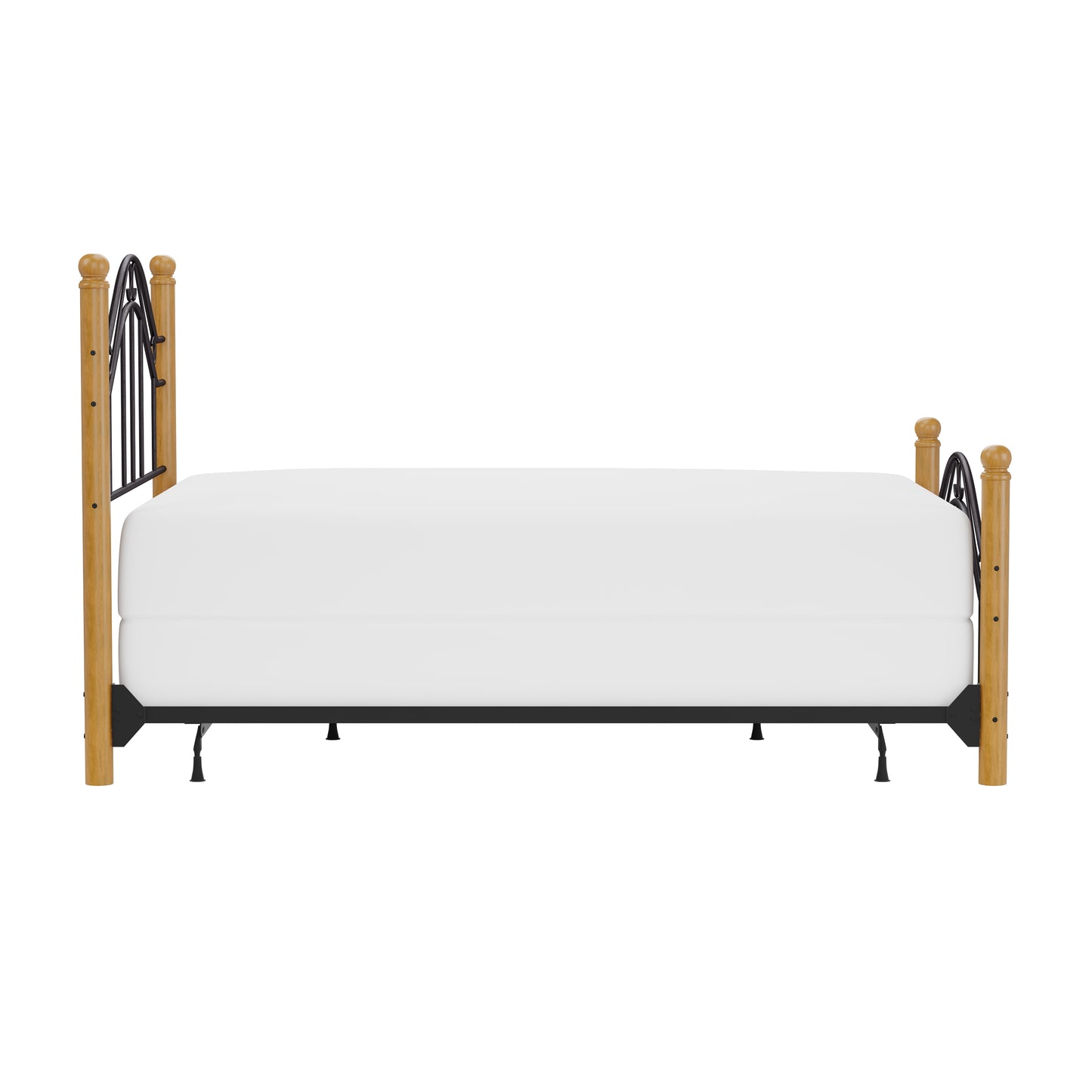 Hillsdale Furniture Winsloh Queen Metal Bed with Frame and Oak Wood Posts, Black