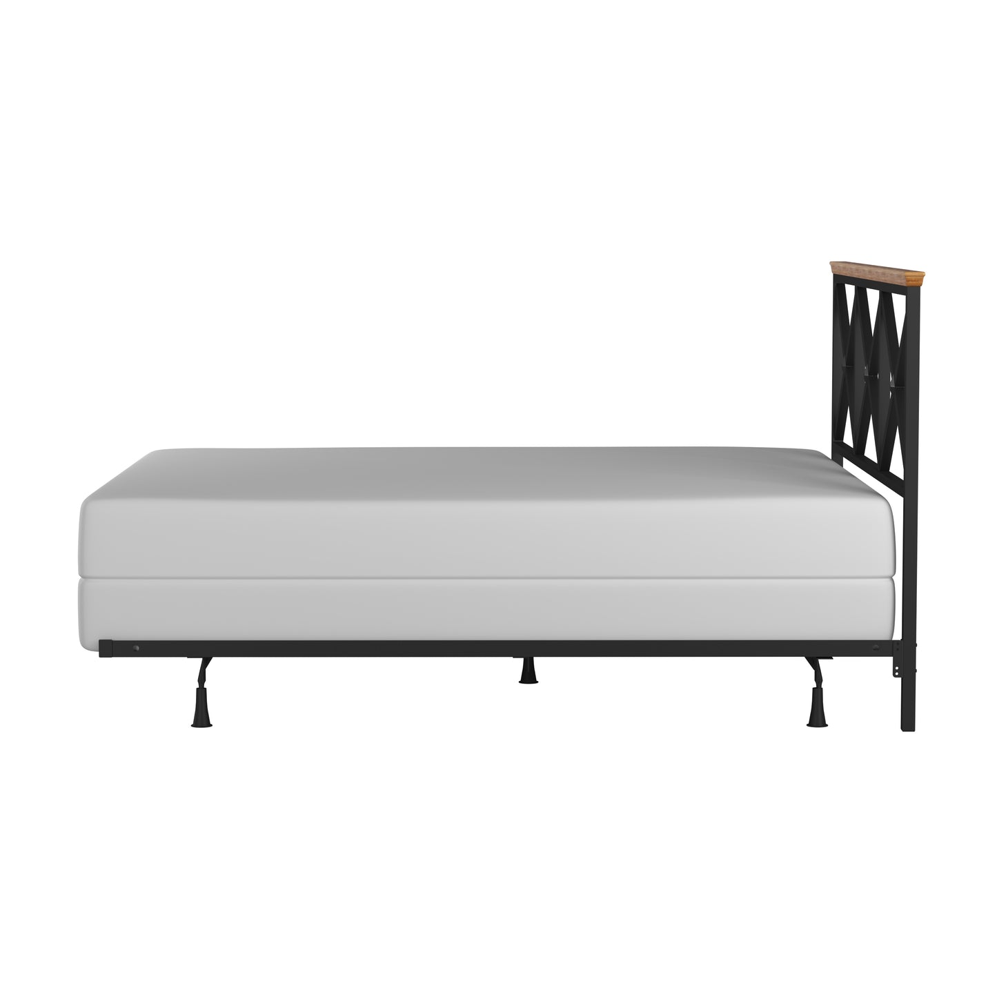 Hillsdale Furniture Ashford Metal Full/Queen Headboard with Frame, Black with Oak Finished Wood