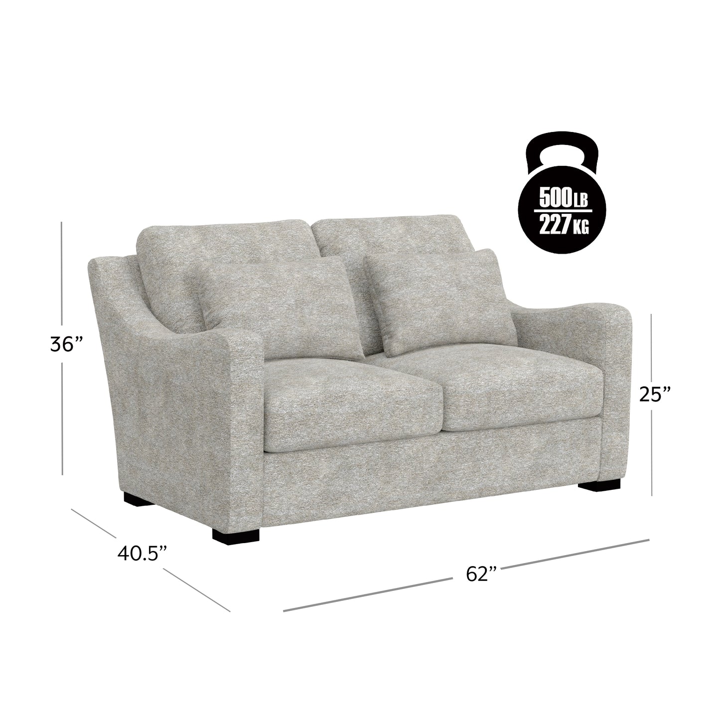 Hillsdale Furniture York Upholstered Loveseat, Stone