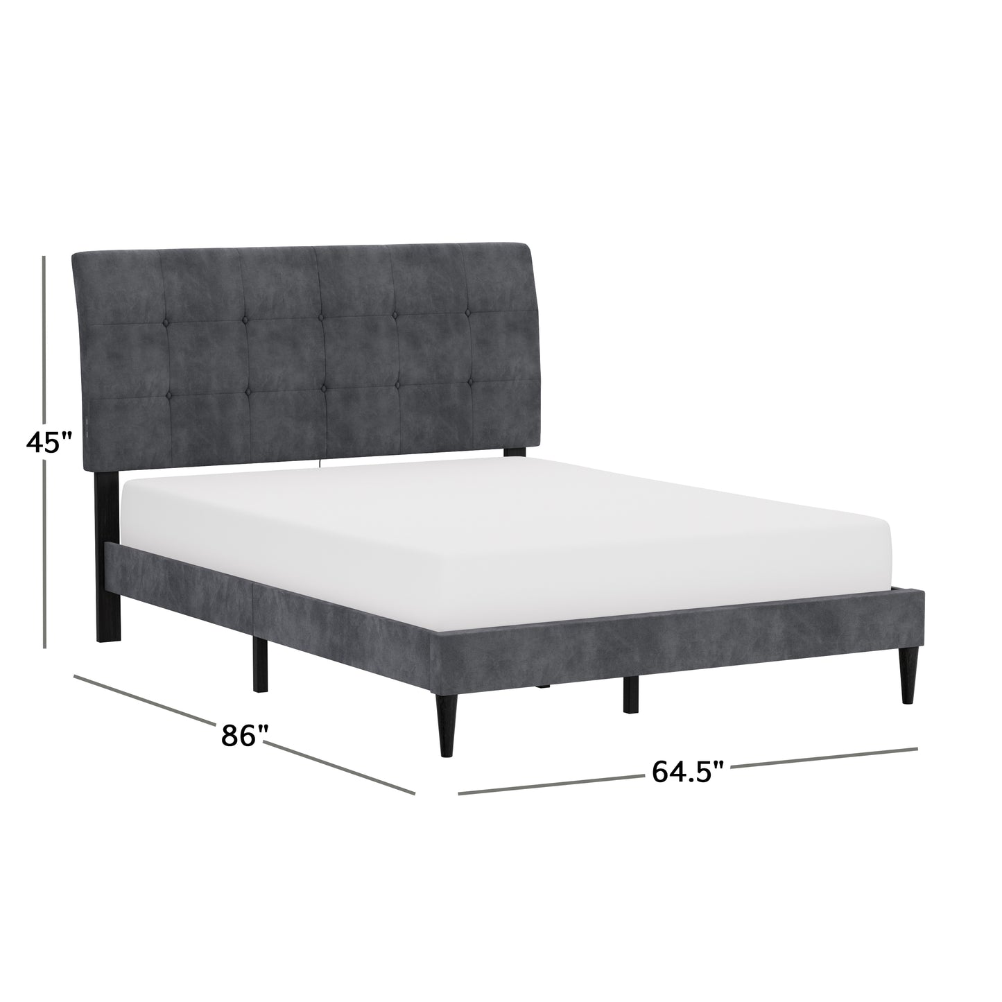 Hillsdale Furniture Blakely Button Tufted Upholstered Platform Queen Bed with 2 Dual USB Ports, Dark Gray