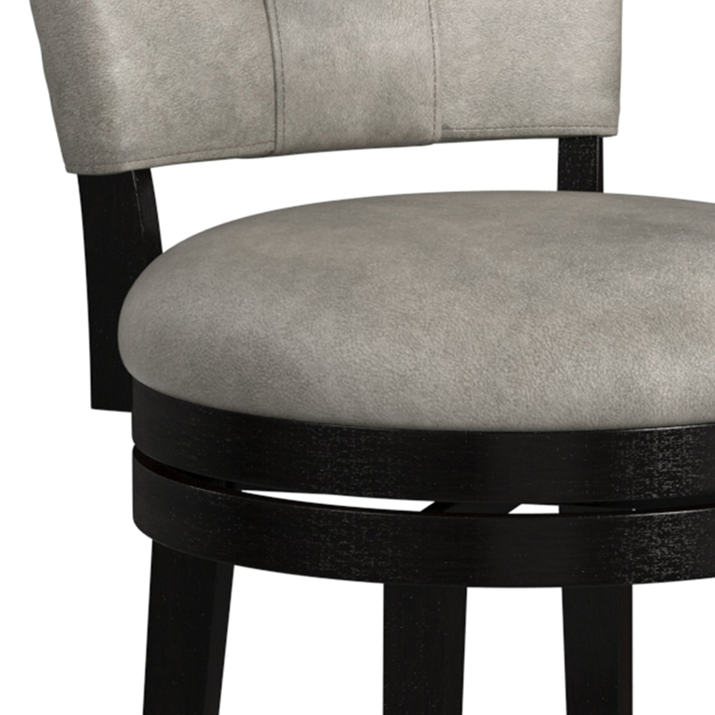 Hillsdale Furniture Kaede Wood and Upholstered Counter Height Swivel Stool, Black with Weathered Granite Gray Faux Leather