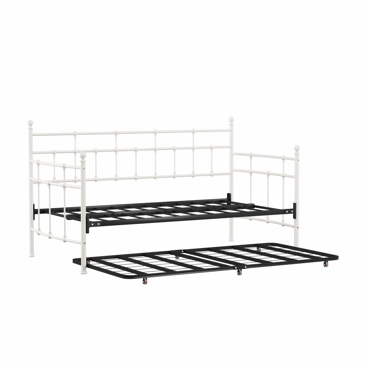 Hillsdale Furniture Providence Metal Twin Daybed with Roll Out Trundle, Soft White