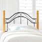 Hillsdale Furniture Winsloh Twin Metal Headboard with Oak Wood Posts without Frame, Black