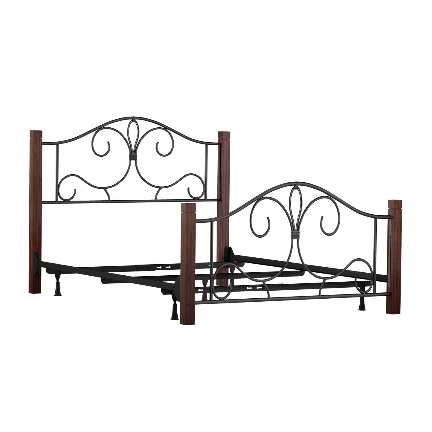 Hillsdale Furniture Destin Queen Metal Bed with Wood Posts, Brushed Cherry