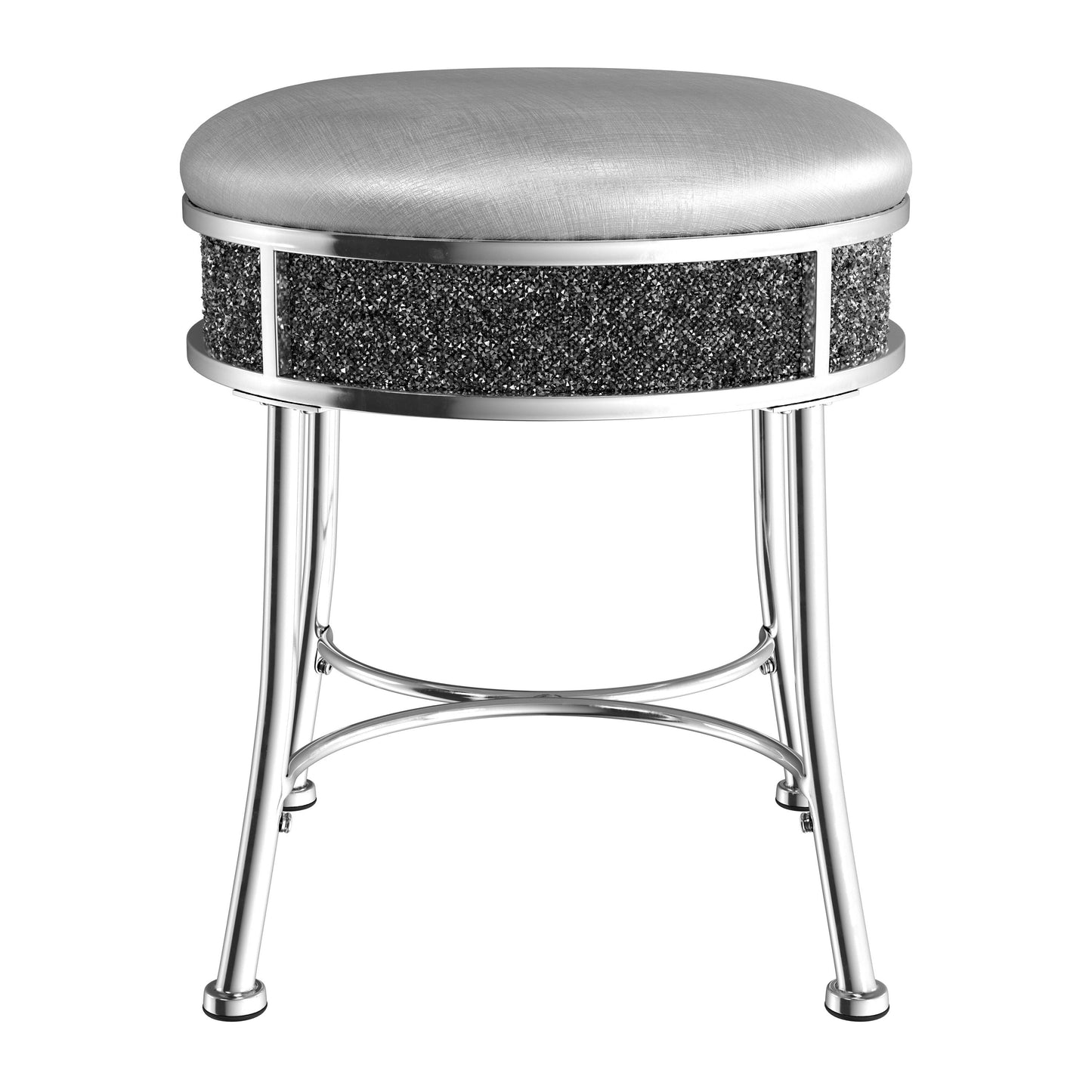 Hillsdale Furniture Roma Backless Faux Diamond Cluster Vanity Stool, Chrome