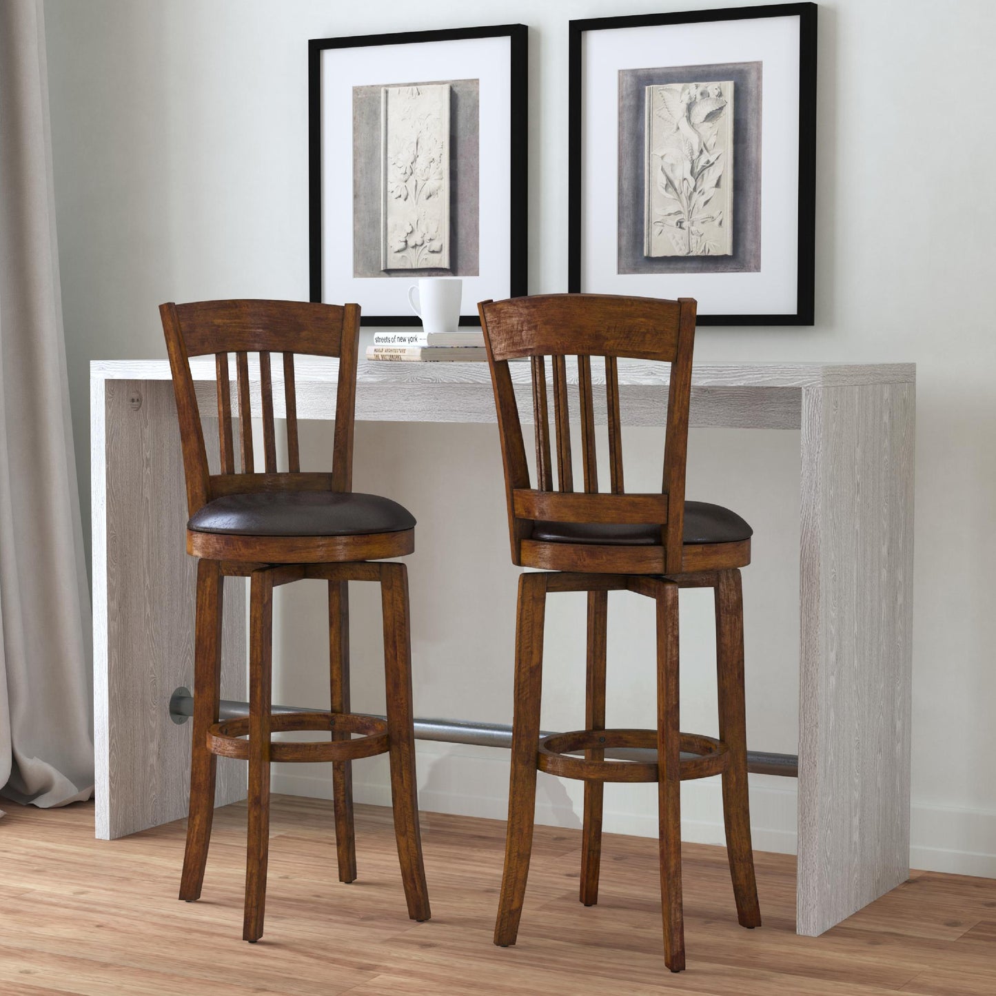 Hillsdale Furniture Canton Wood Bar Height Swivel Stool, Brown