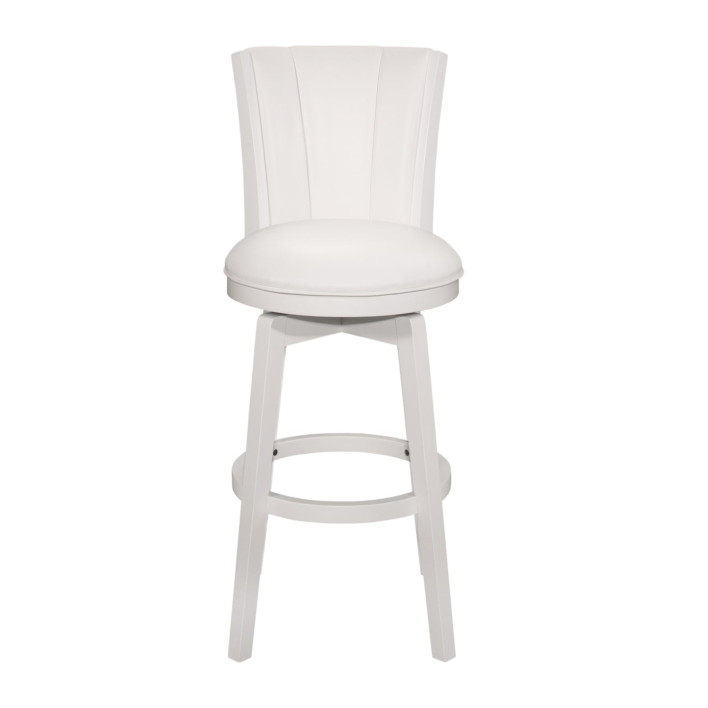 Hillsdale Furniture Gianna Wood Bar Height Swivel Stool with Upholstered Back, White