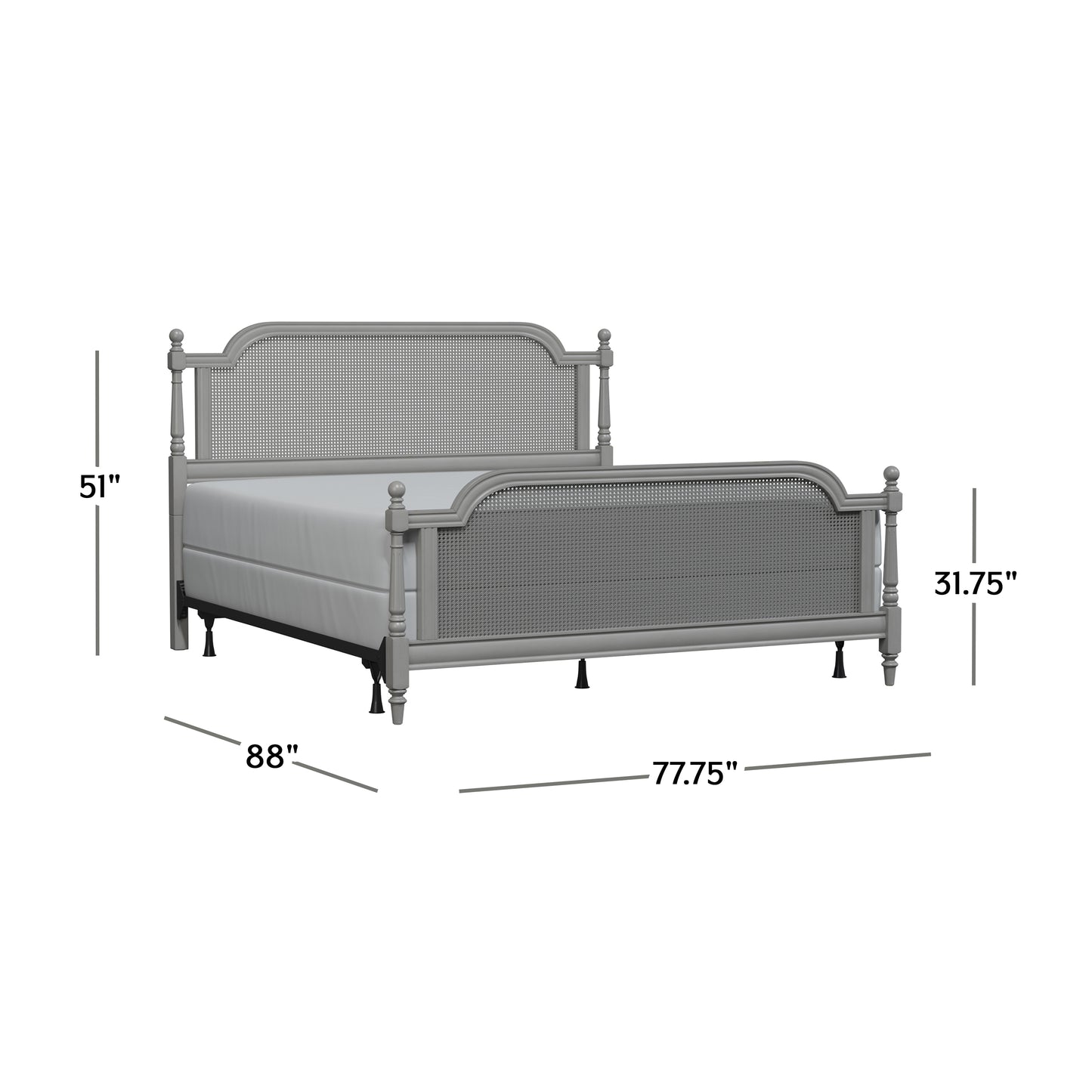 Hillsdale Furniture Melanie Wood and Cane King Bed, French Gray