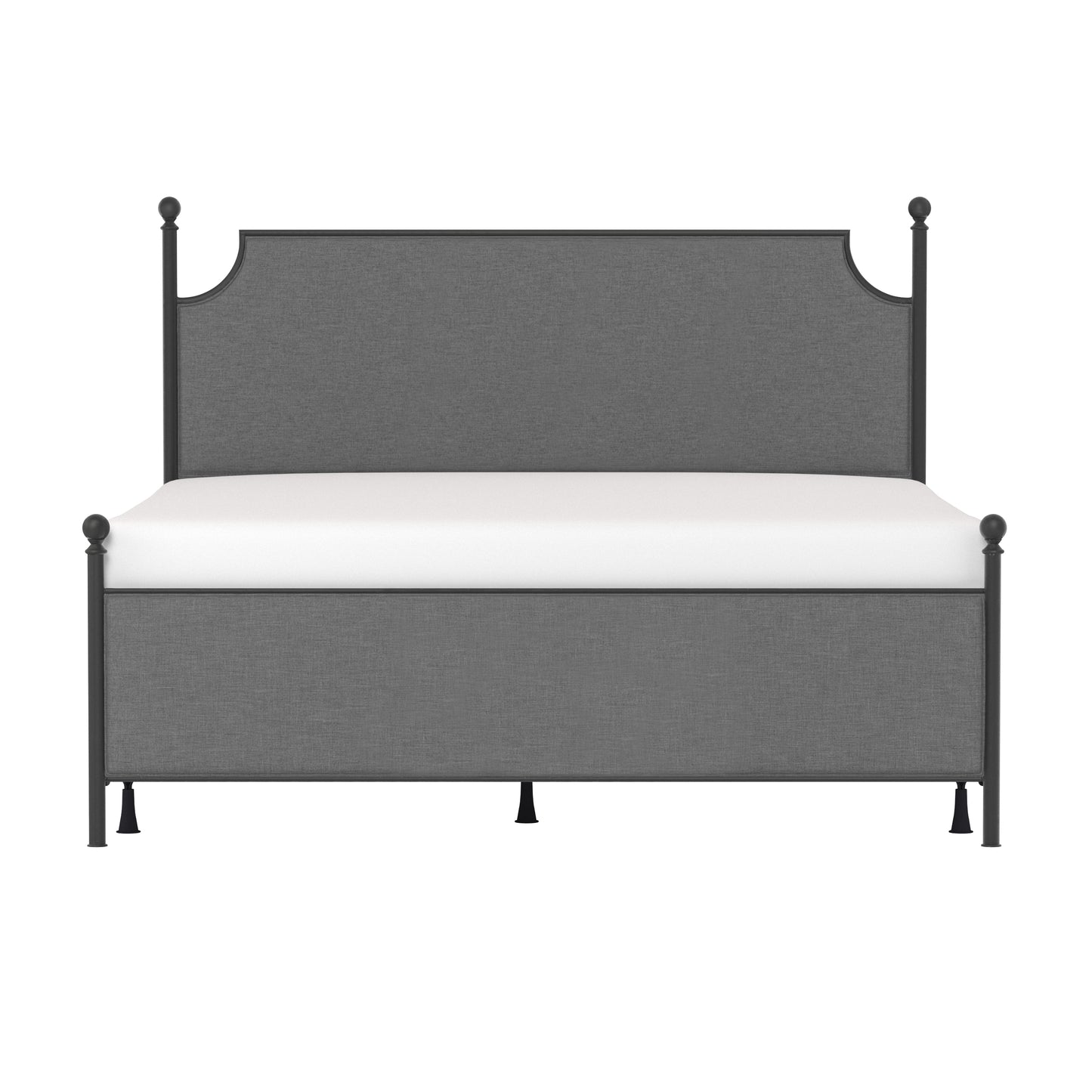 Hillsdale Furniture McArthur King Metal and Upholstered Bed, Matte Black with Gray Fabric