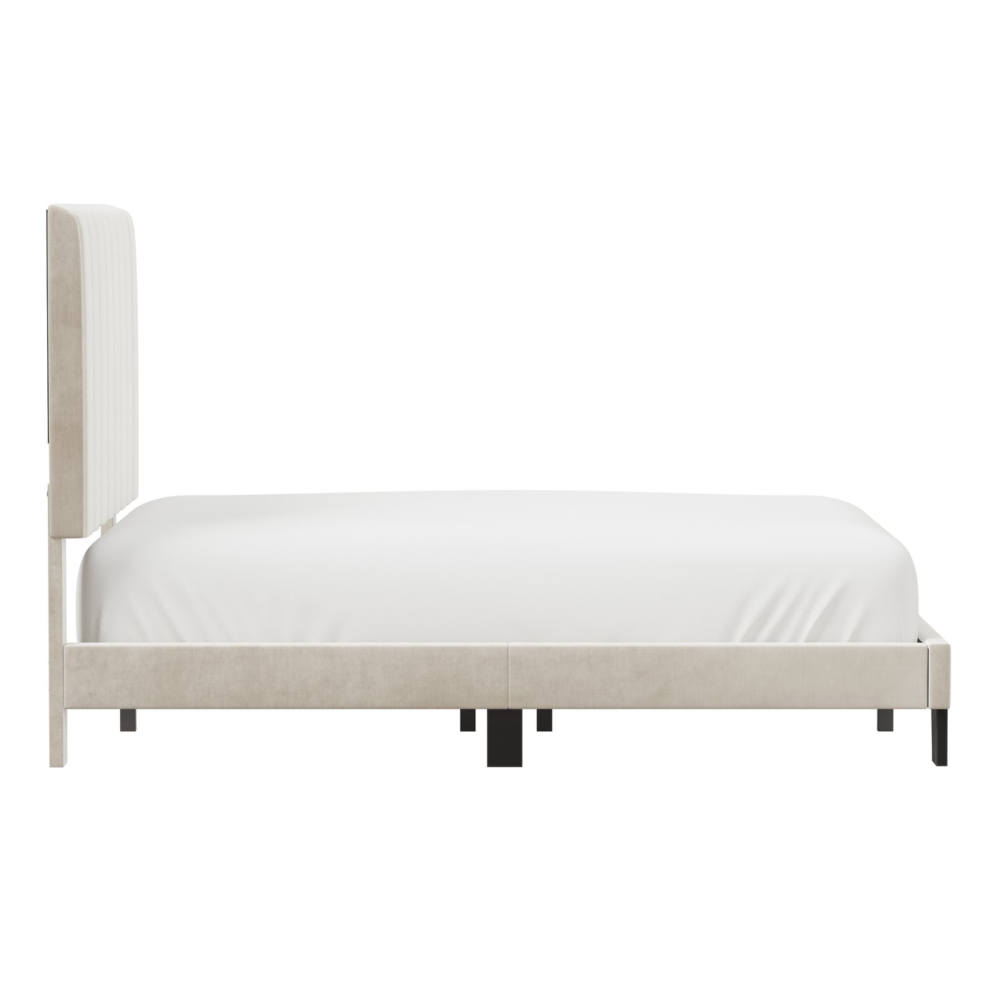 Hillsdale Furniture Crestone Upholstered Adjustable Height Full Platform Bed, Cream