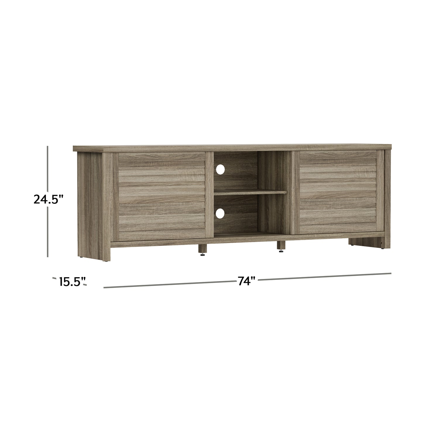 Living Essentials by Hillsdale Handerson 74 Inch Wood Entertainment Console, Dark Oak Finish