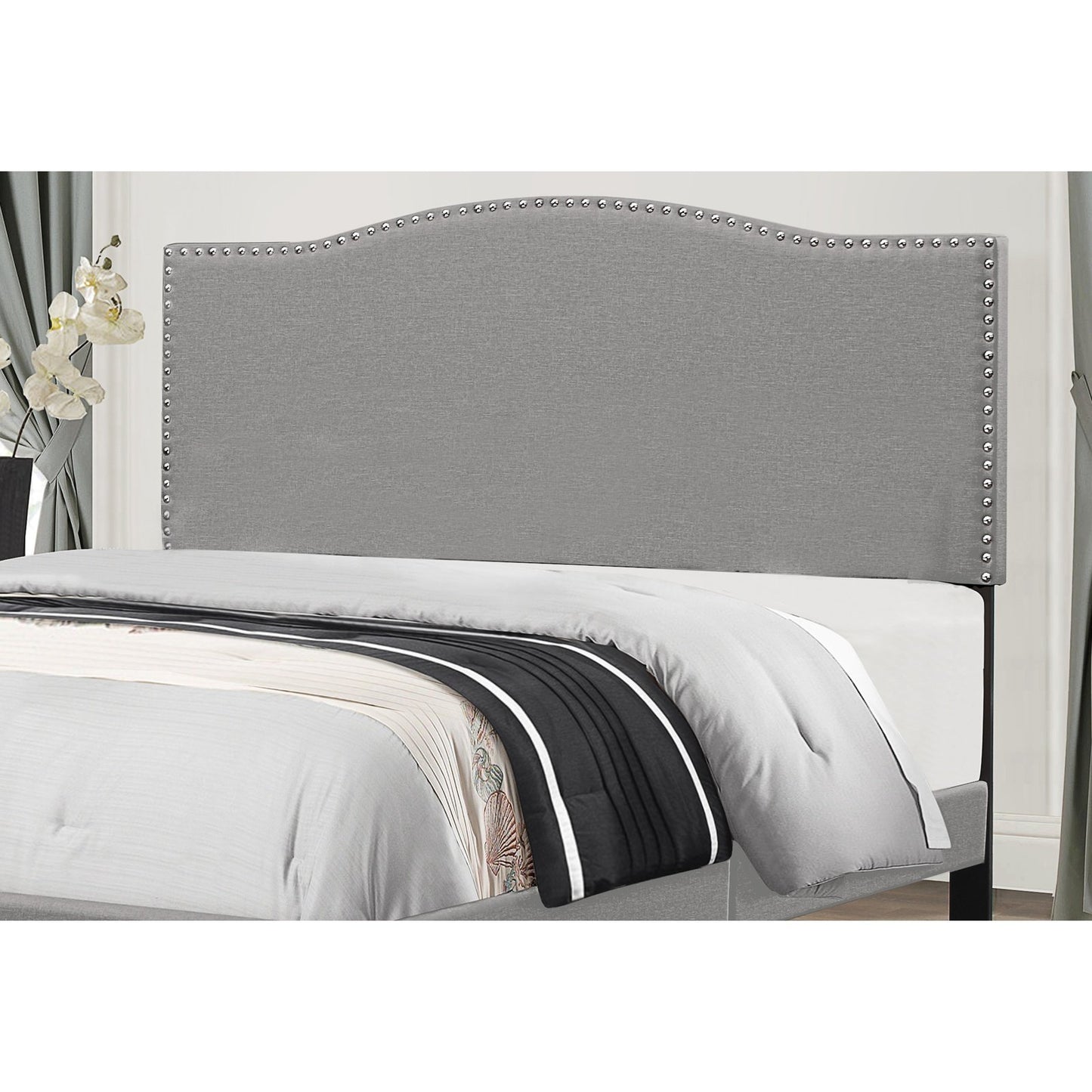 Hillsdale Furniture Kiley Full/Queen Upholstered Headboard with Frame, Glacier Gray