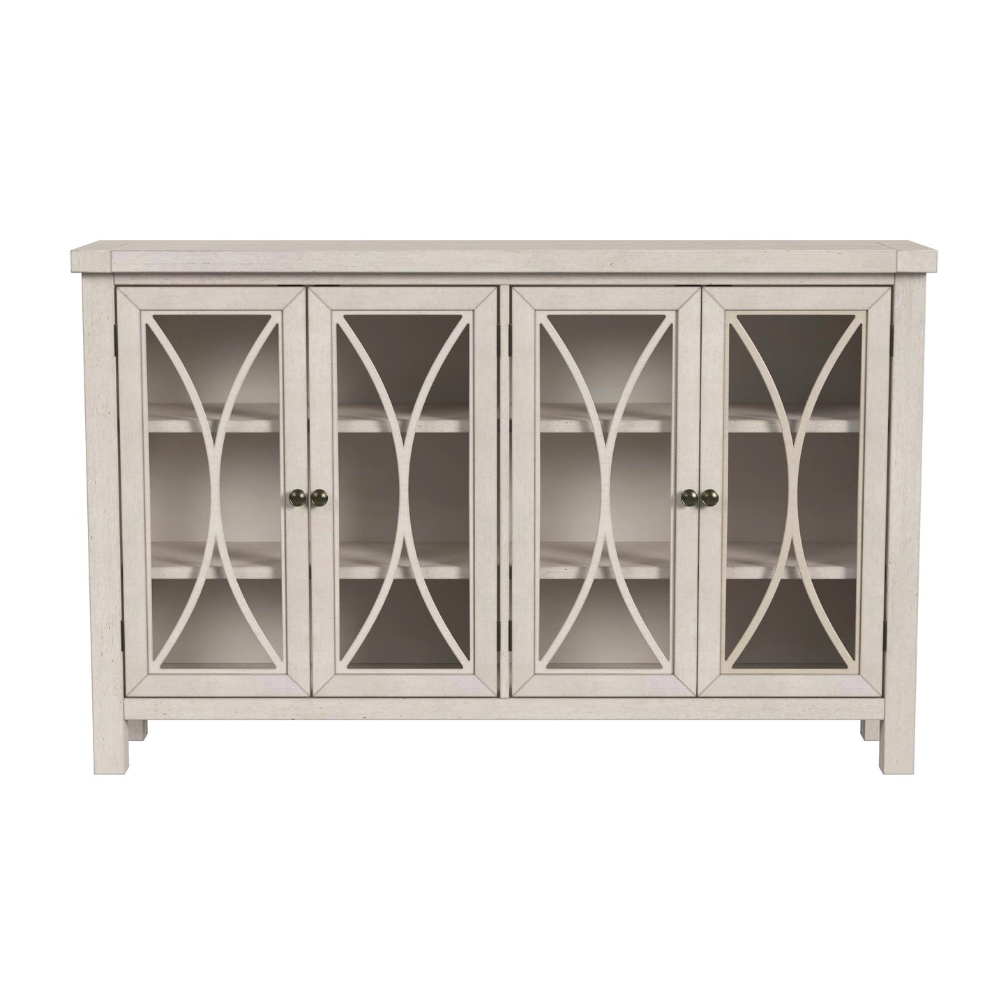 Hillsdale Furniture Bayside Wood 4 Door Console Cabinet, Antique White