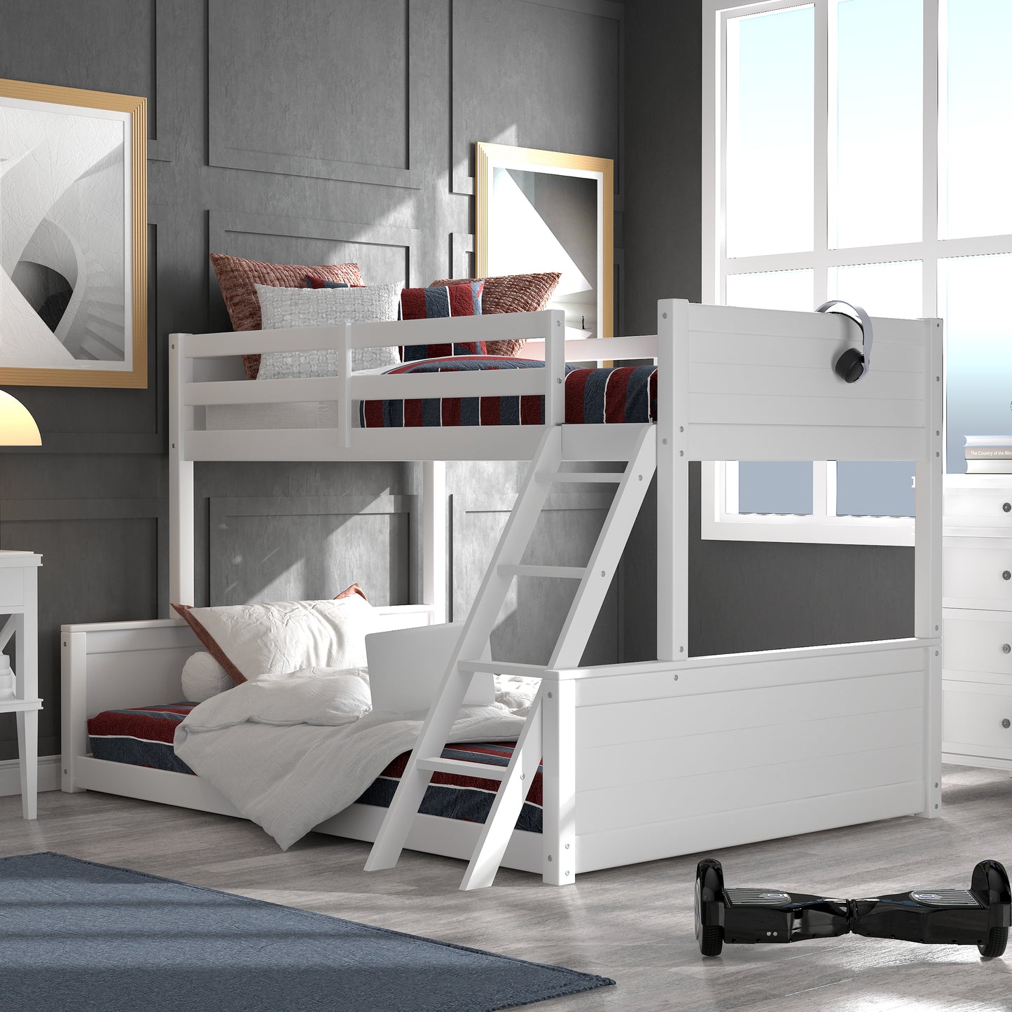 Living Essentials by Hillsdale Capri Wood Twin Over Full Bunk Bed, White