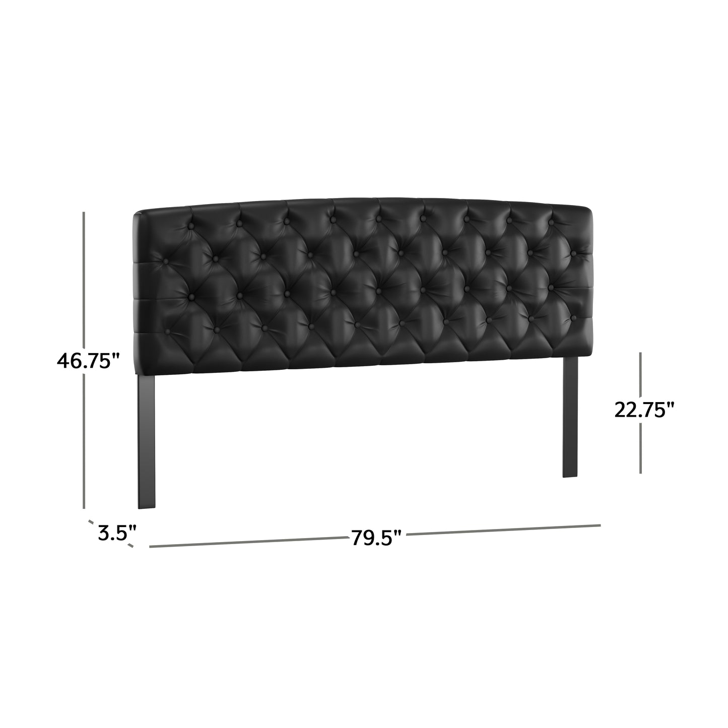 Hillsdale Furniture Hawthorne King/Cal King Upholstered Headboard, Black Faux Leather