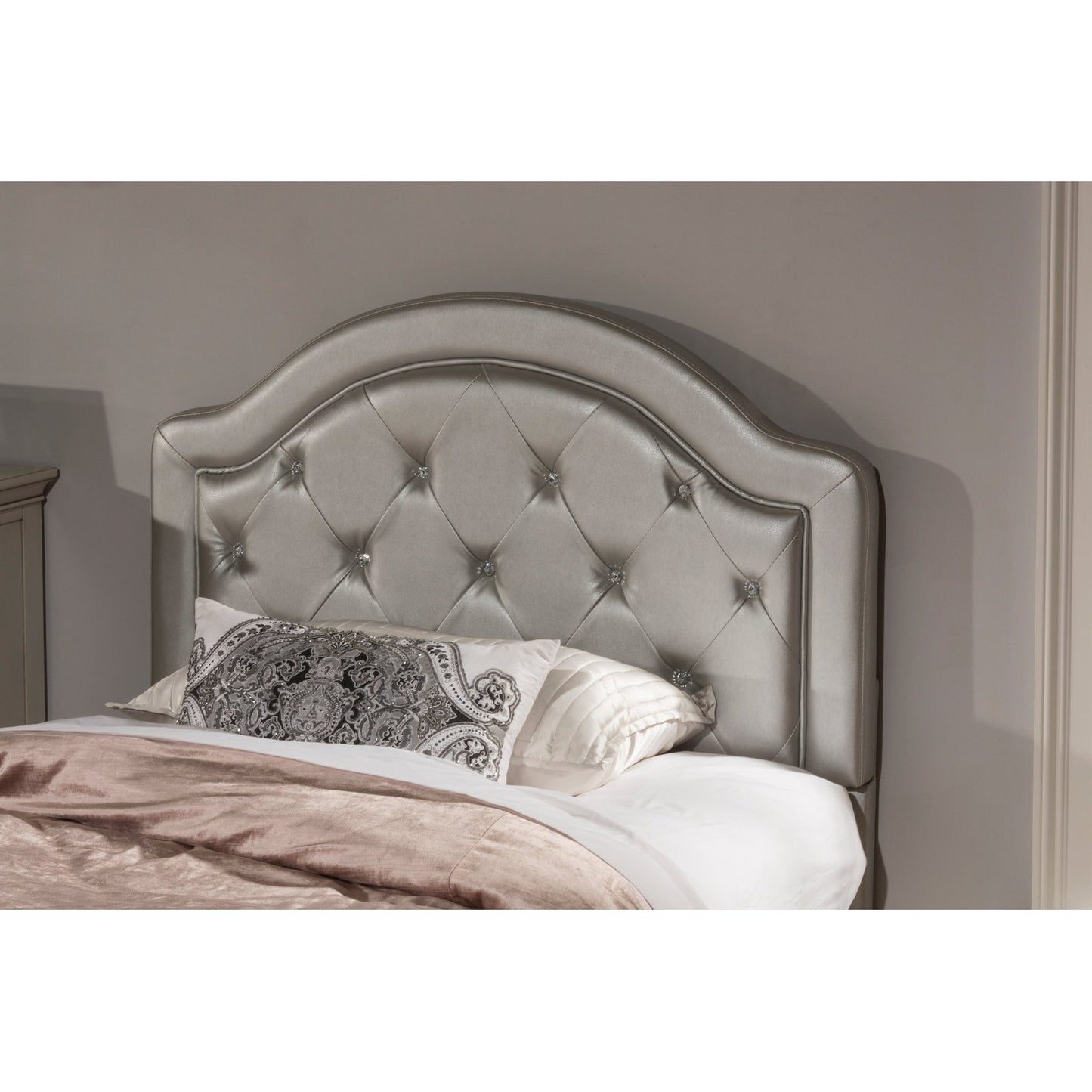 Hillsdale Furniture Karley Full Upholstered Headboard, Silver Faux Leather