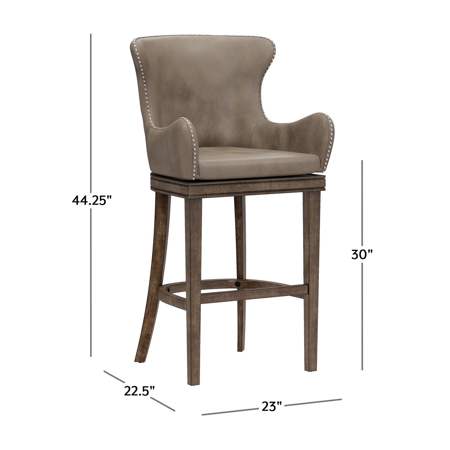 Hillsdale Furniture Caydena Wood Bar Height Return Swivel Stool, Smoke Brown