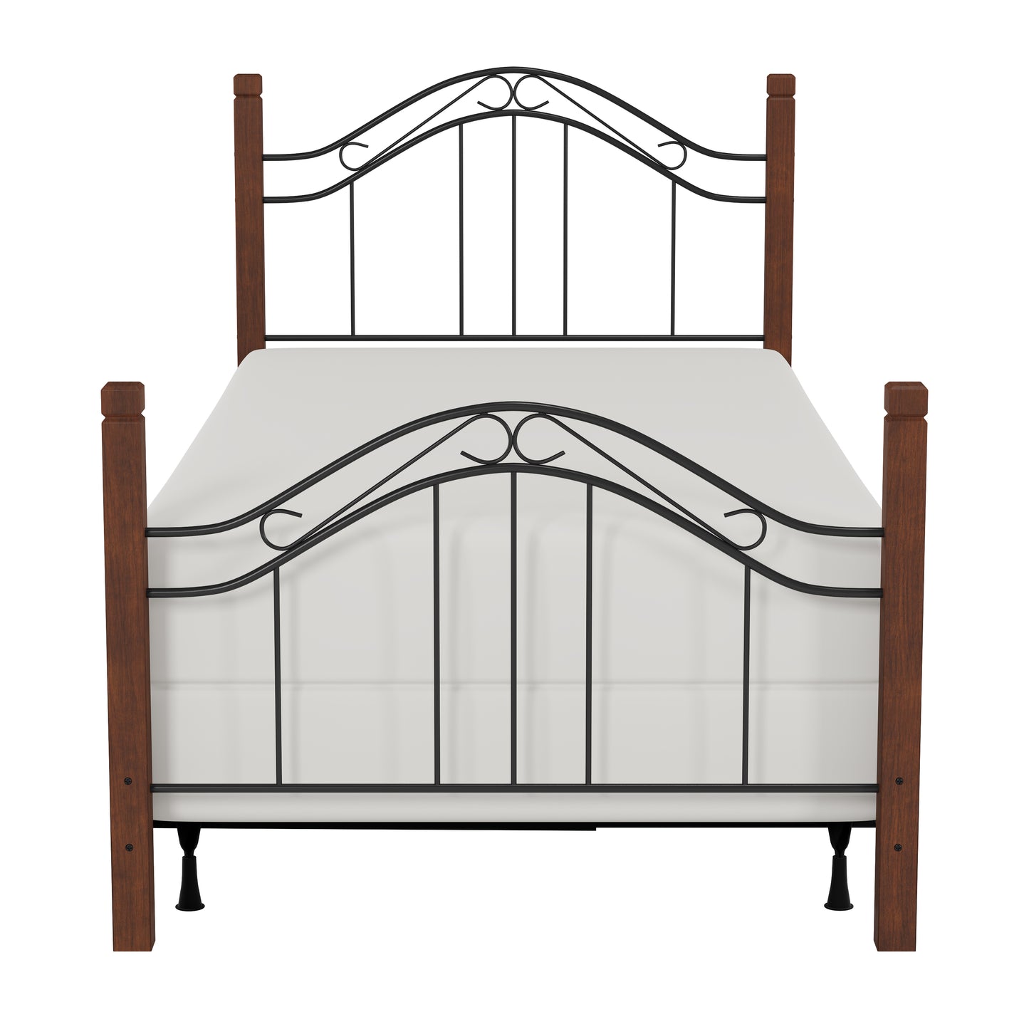 Hillsdale Furniture Matson Twin Metal Bed with Cherry Wood Posts, Black