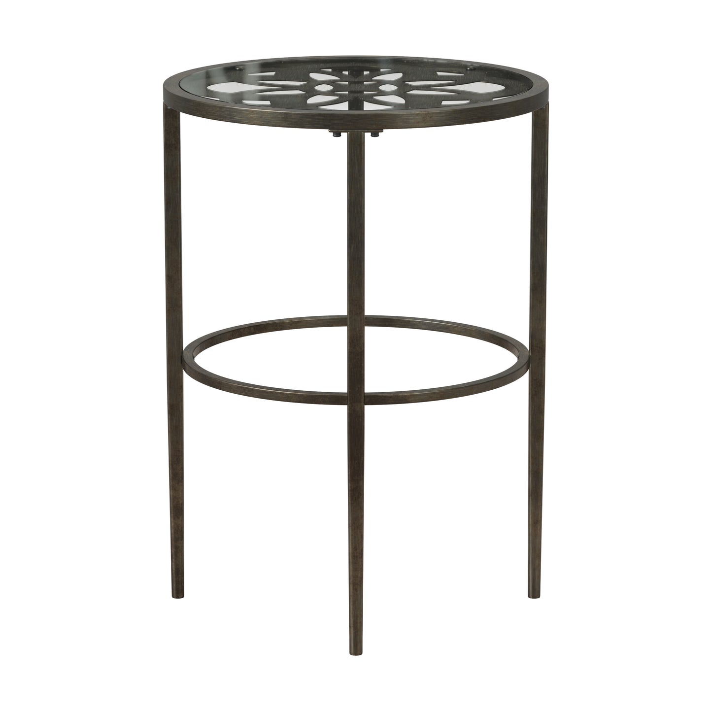 Hillsdale Furniture Marsala Metal End Table, Gray with Brown Rub