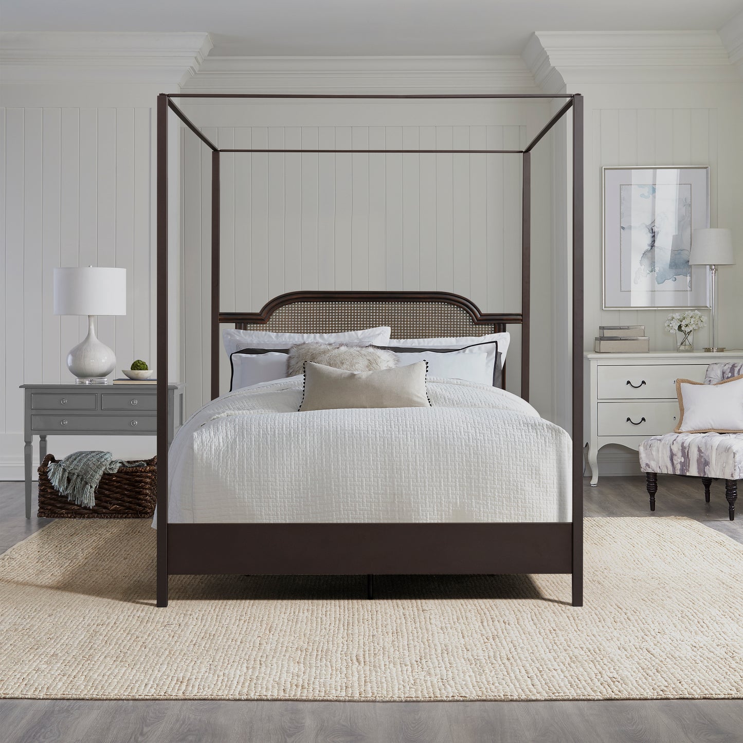 Hillsdale Furniture Melanie Wood and Metal Queen Canopy Bed, Oiled Bronze