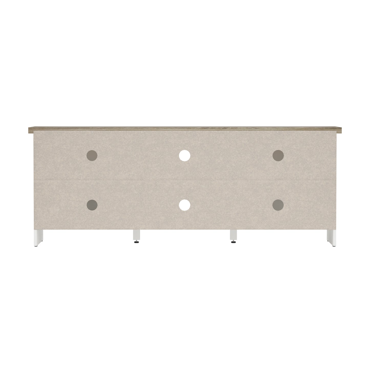 Living Essentials by Hillsdale Handerson 64 Inch Wood Entertainment Console, White with Dark Oak Finish Top