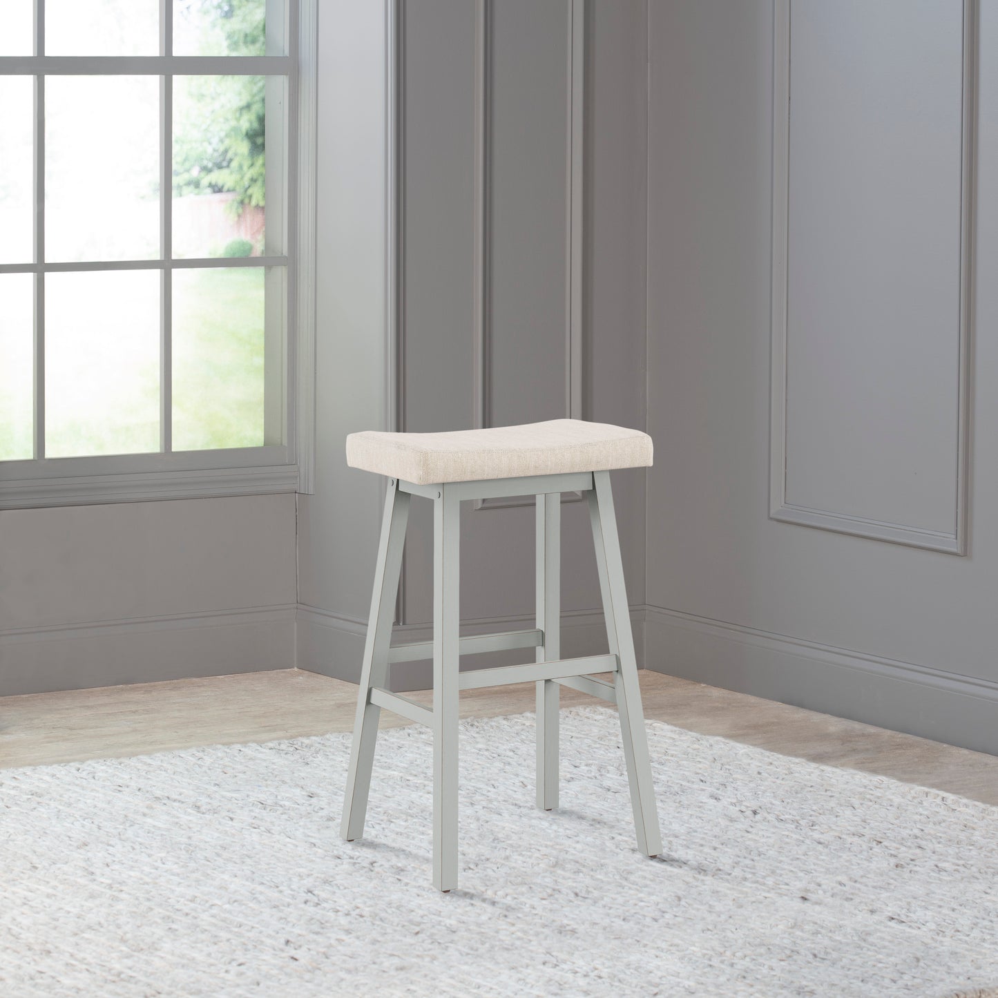 Hillsdale Furniture Moreno Wood Backless Bar Height Stool, Light Aged Blue