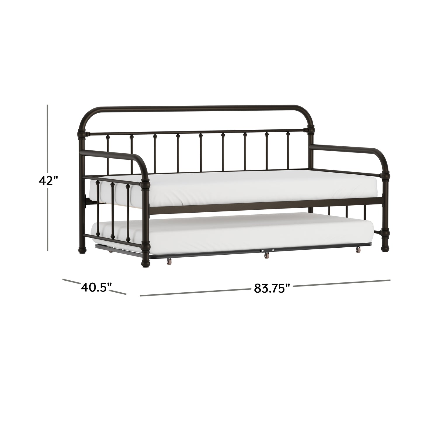 Hillsdale Furniture Kirkland Metal Twin Daybed with Roll Out Trundle, Dark Bronze