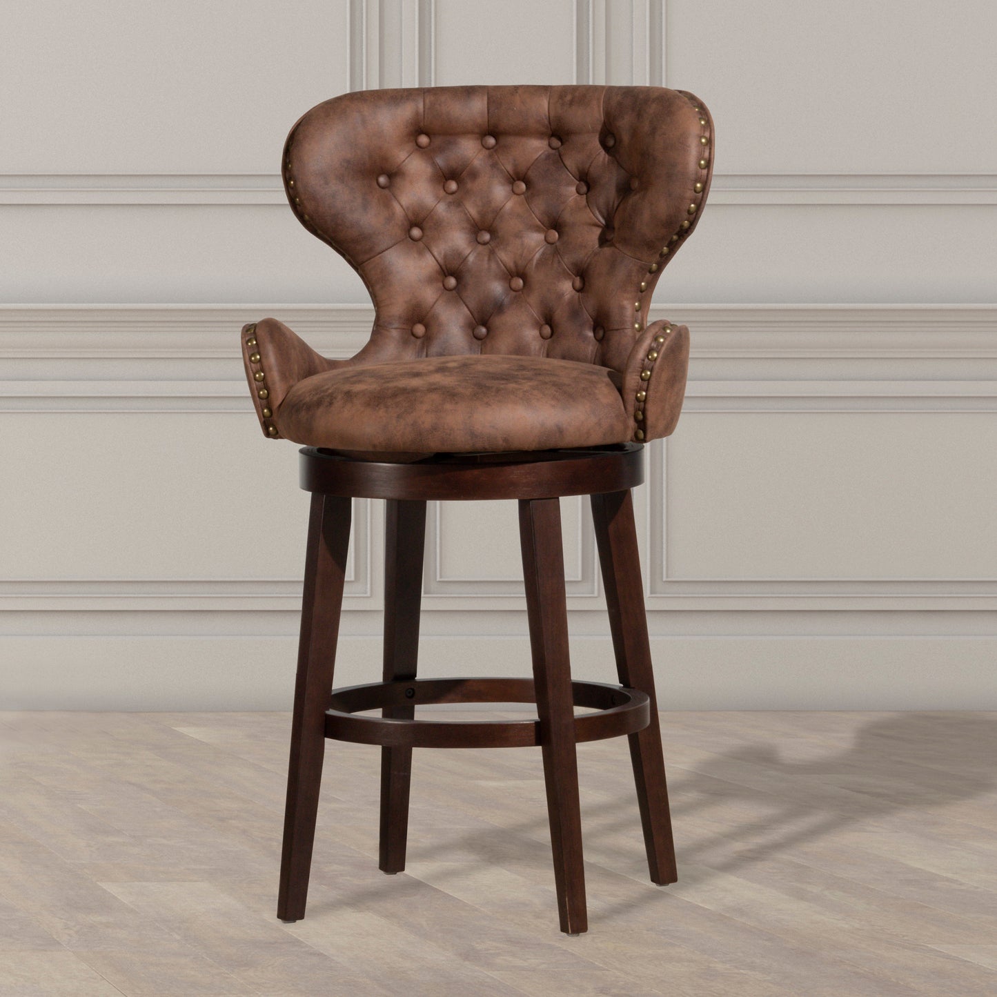 Hillsdale Furniture Mid-City Upholstered Wood Swivel Counter Height Stool, Chocolate