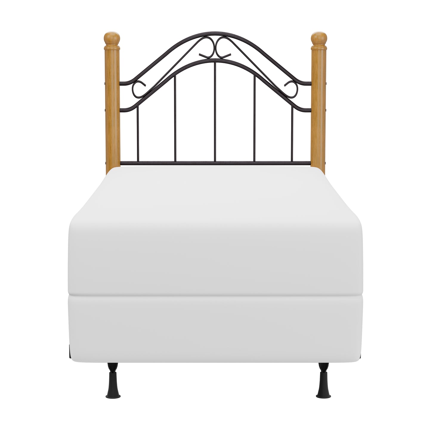 Hillsdale Furniture Winsloh Twin Metal Headboard with Frame and Oak Wood Posts, Black